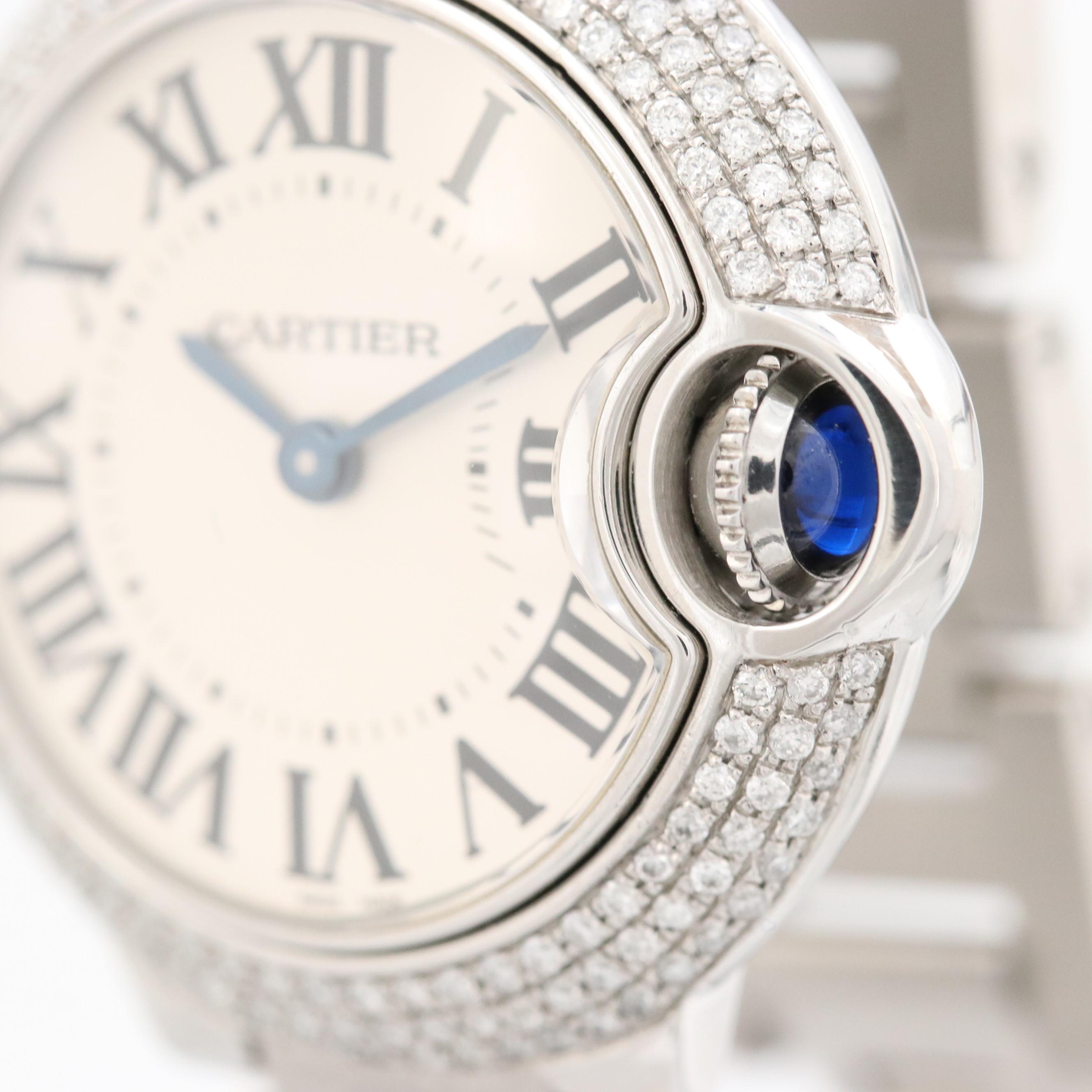 Cartier Ballon Bleu Stainless Steel and Diamond Bezel Quartz Watch