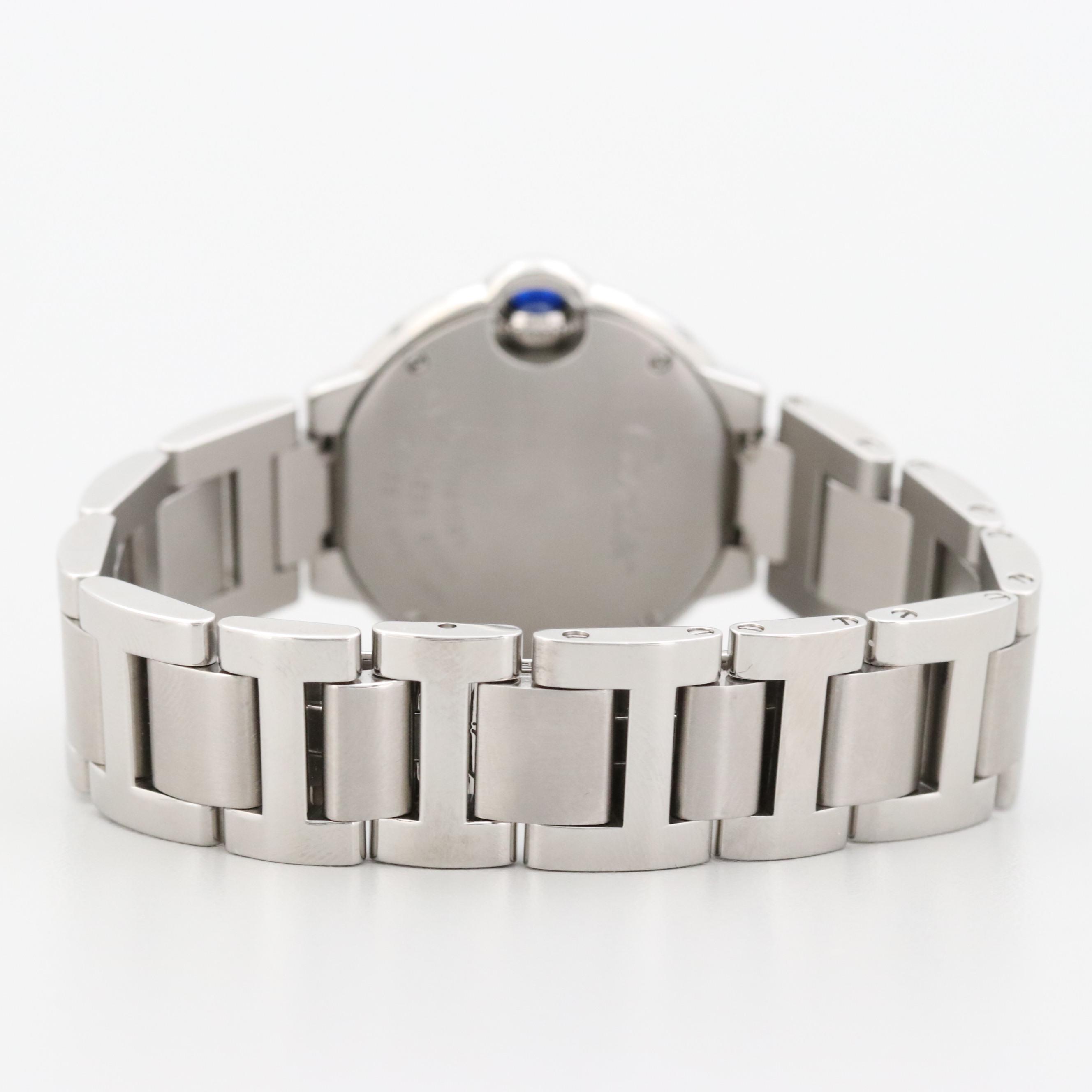 Cartier Ballon Bleu Stainless Steel and Diamond Bezel Quartz Watch