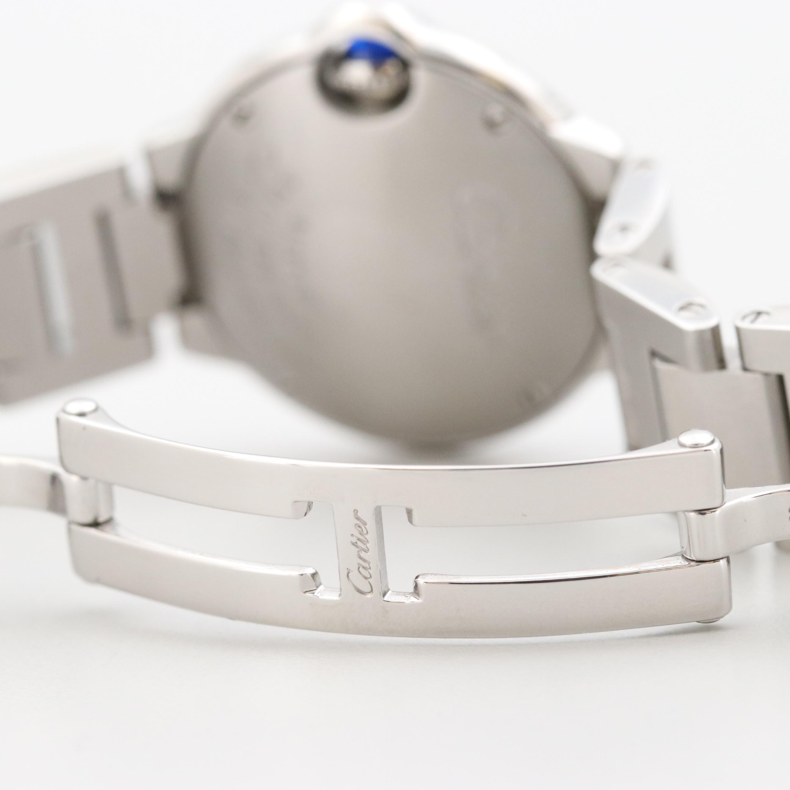 Cartier Ballon Bleu Stainless Steel and Diamond Bezel Quartz Watch