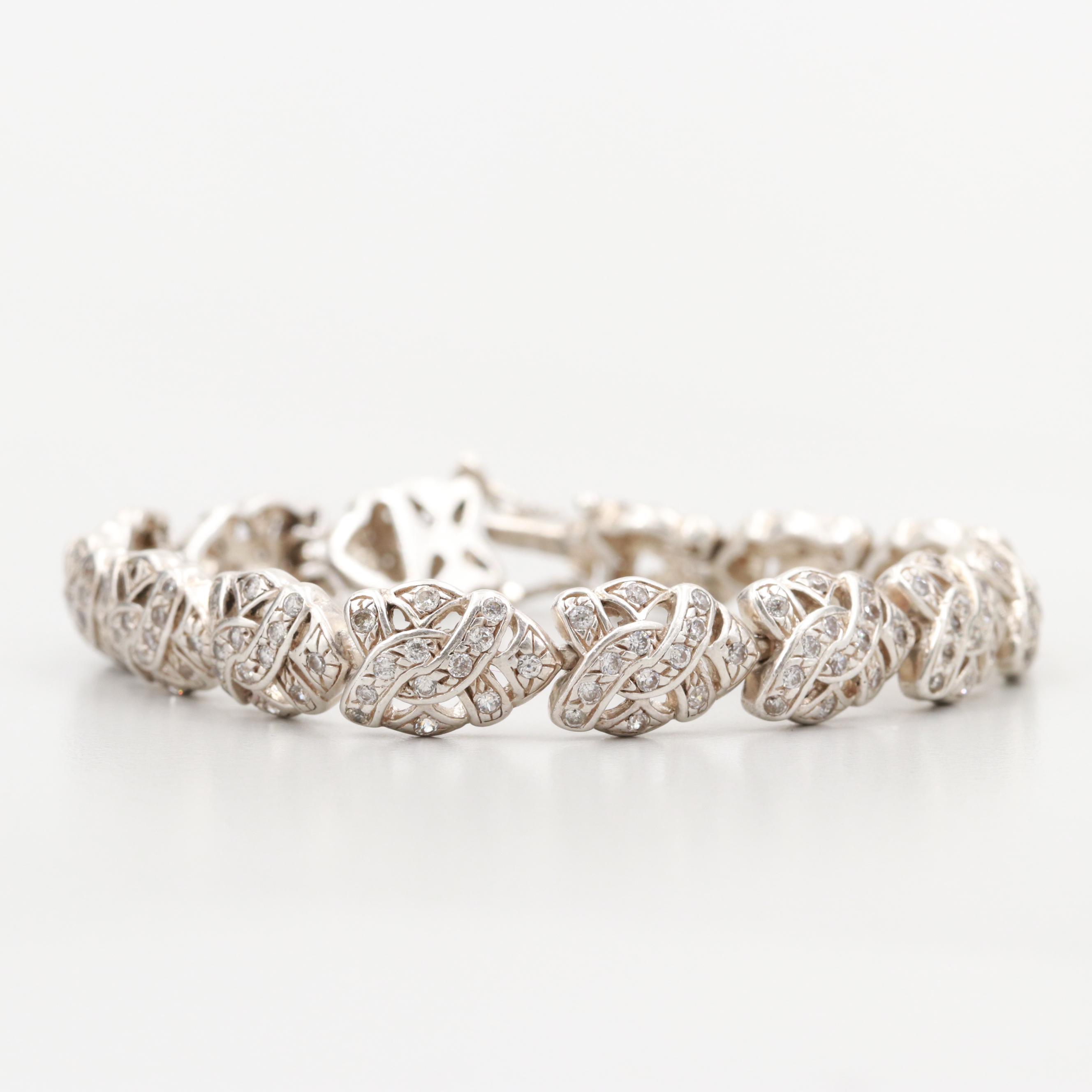 Sterling Silver Cubic Zirconia Openwork Bracelet