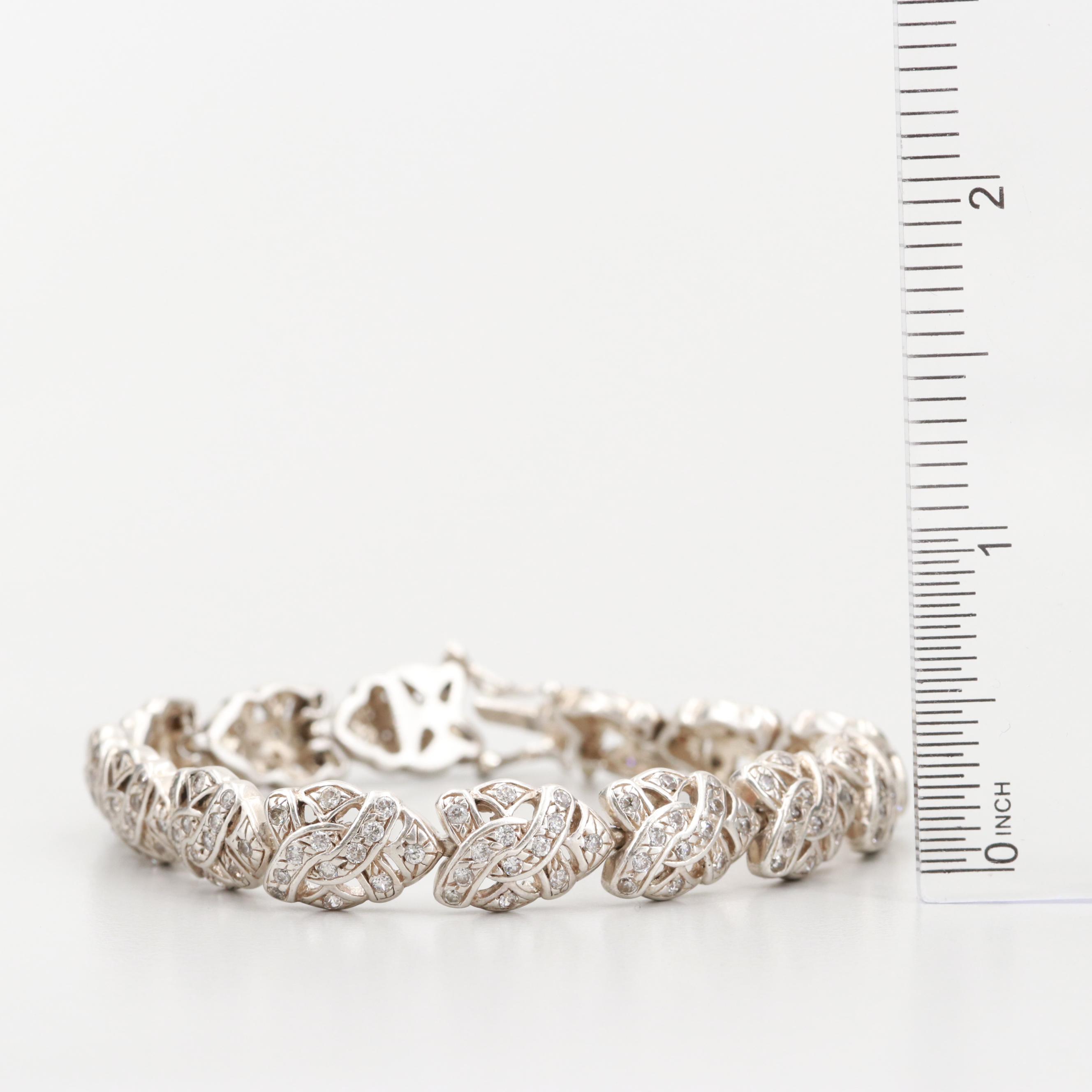 Sterling Silver Cubic Zirconia Openwork Bracelet