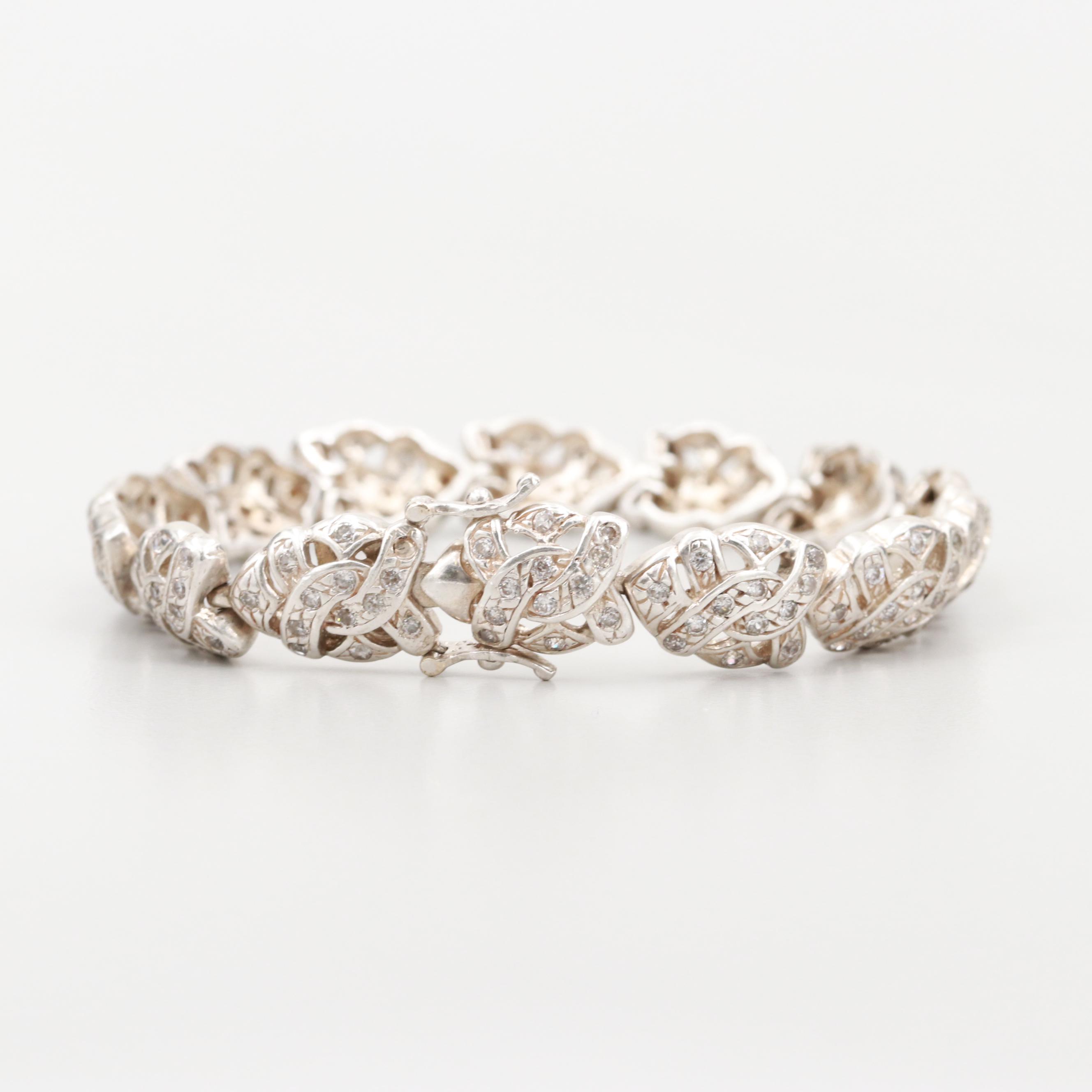 Sterling Silver Cubic Zirconia Openwork Bracelet