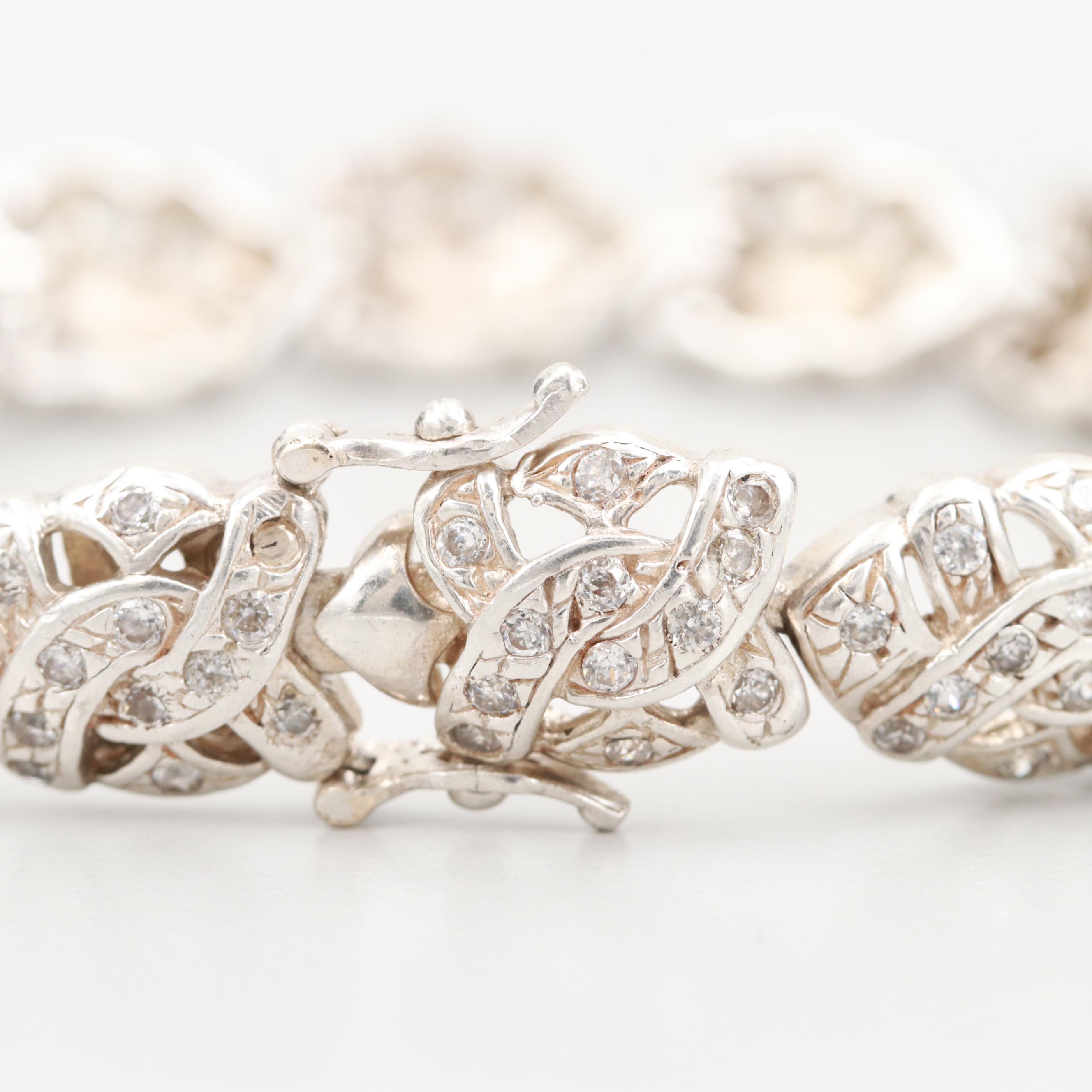 Sterling Silver Cubic Zirconia Openwork Bracelet