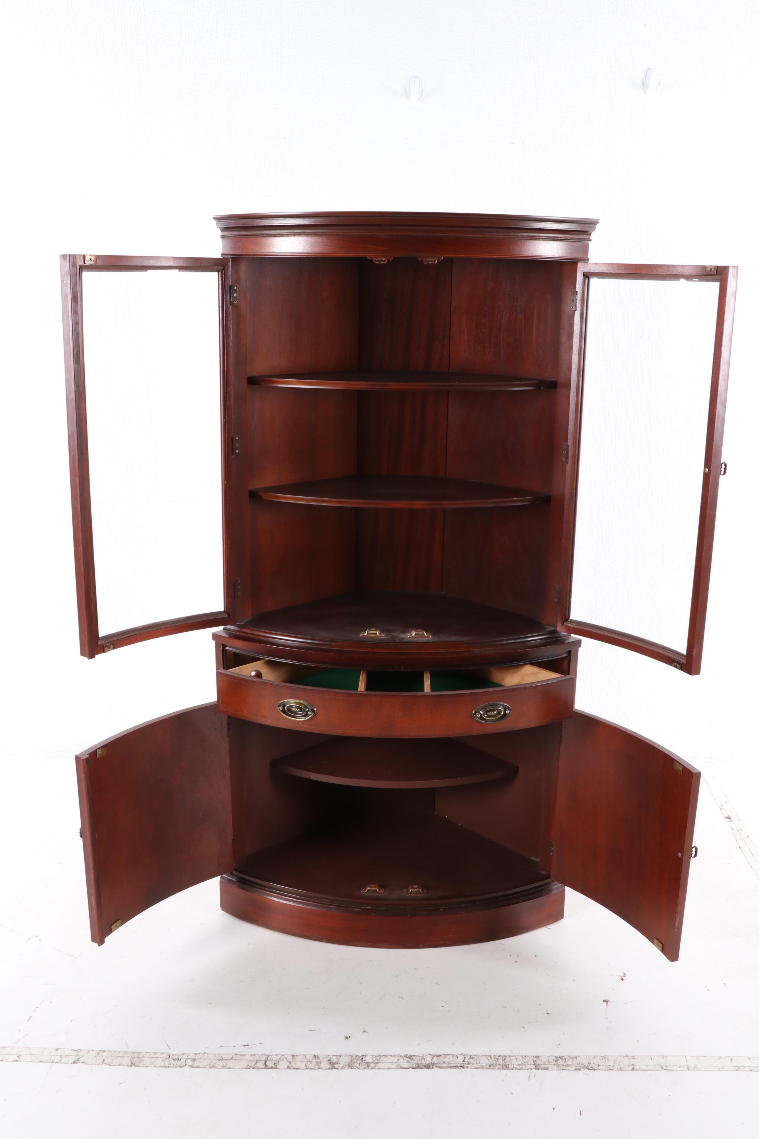 Bassett Furniture Industries "Old Shirley Monticello" Mahogany Corner Cabinet