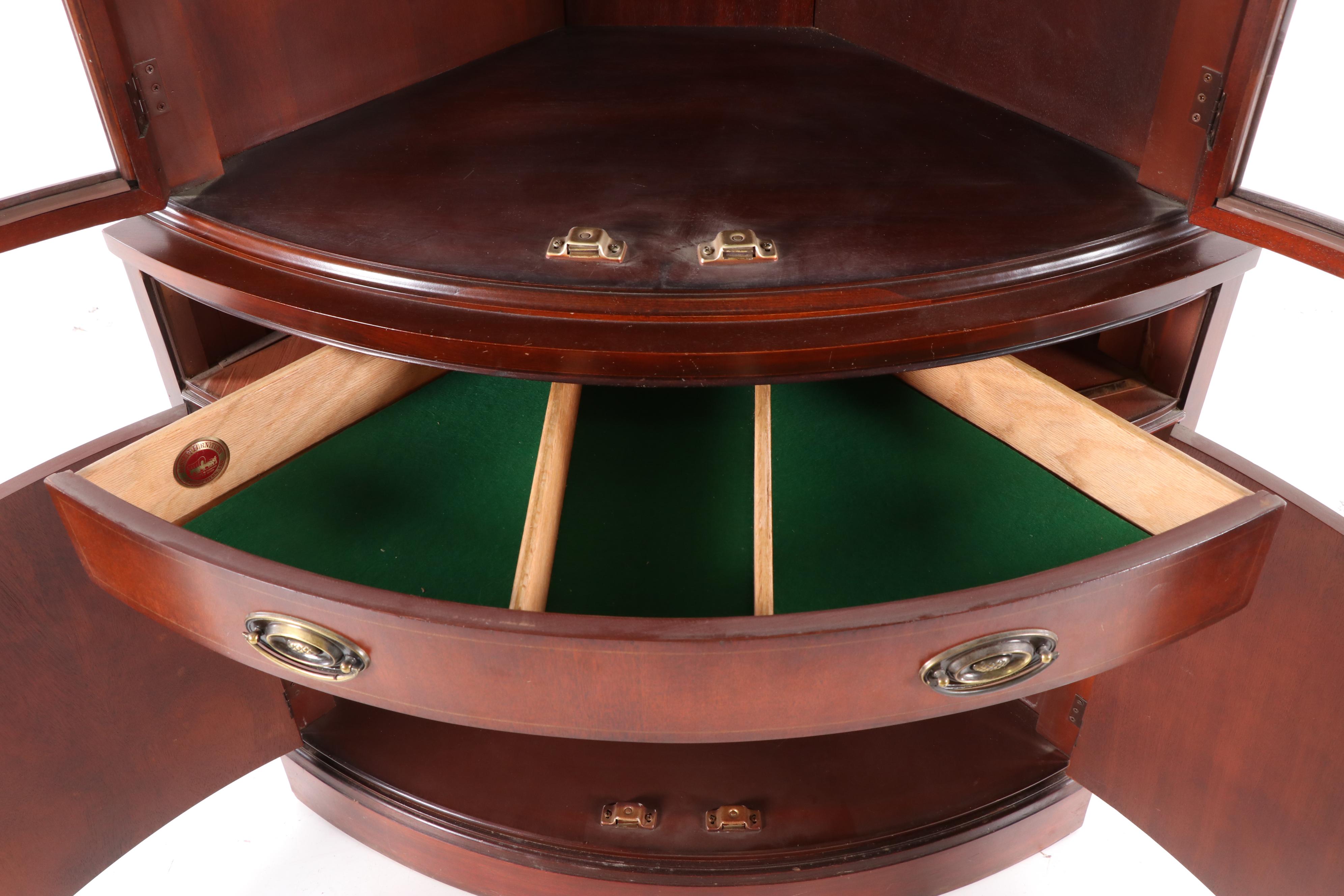 Bassett Furniture Industries "Old Shirley Monticello" Mahogany Corner Cabinet