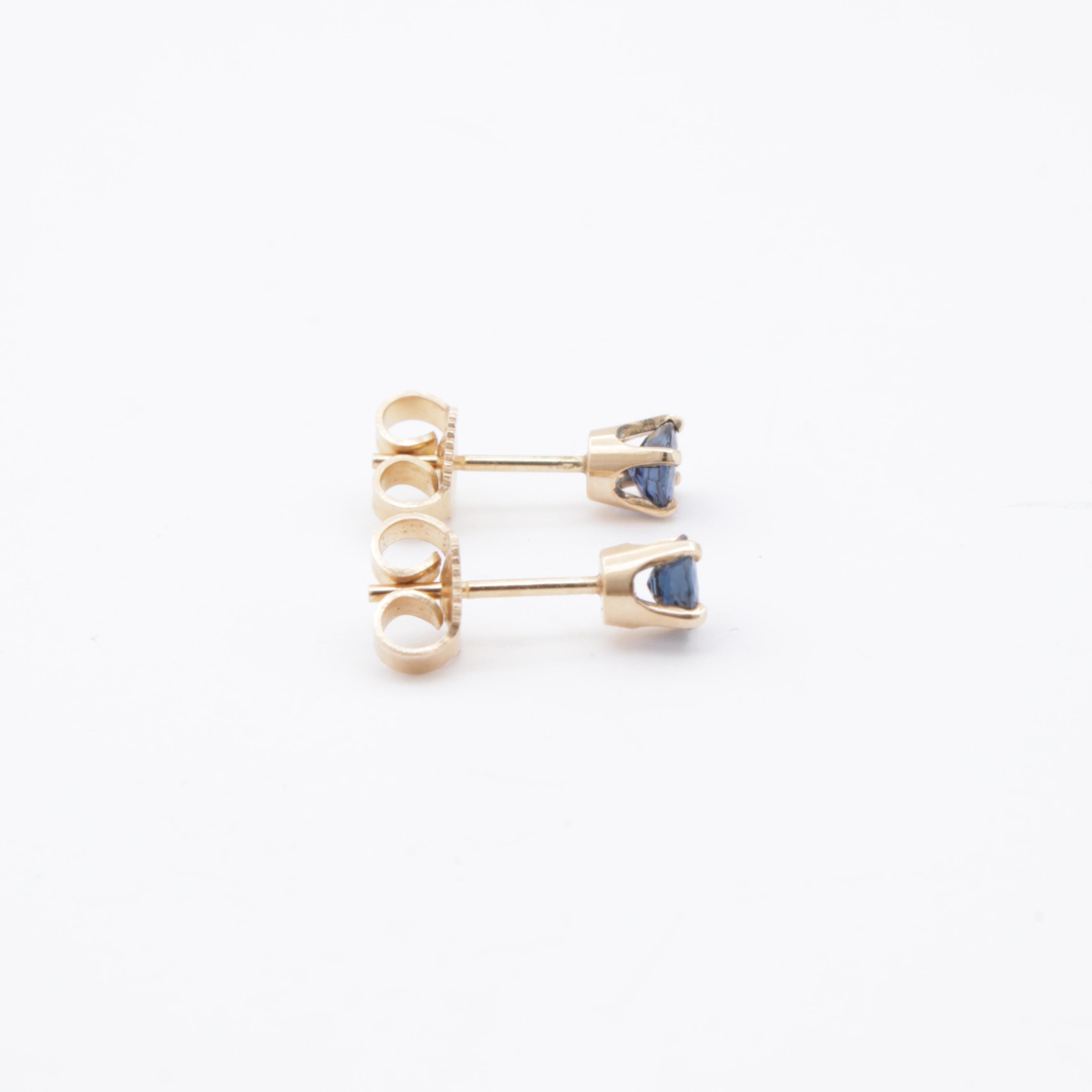 14K  Yellow Gold Sapphire Stud Earrings