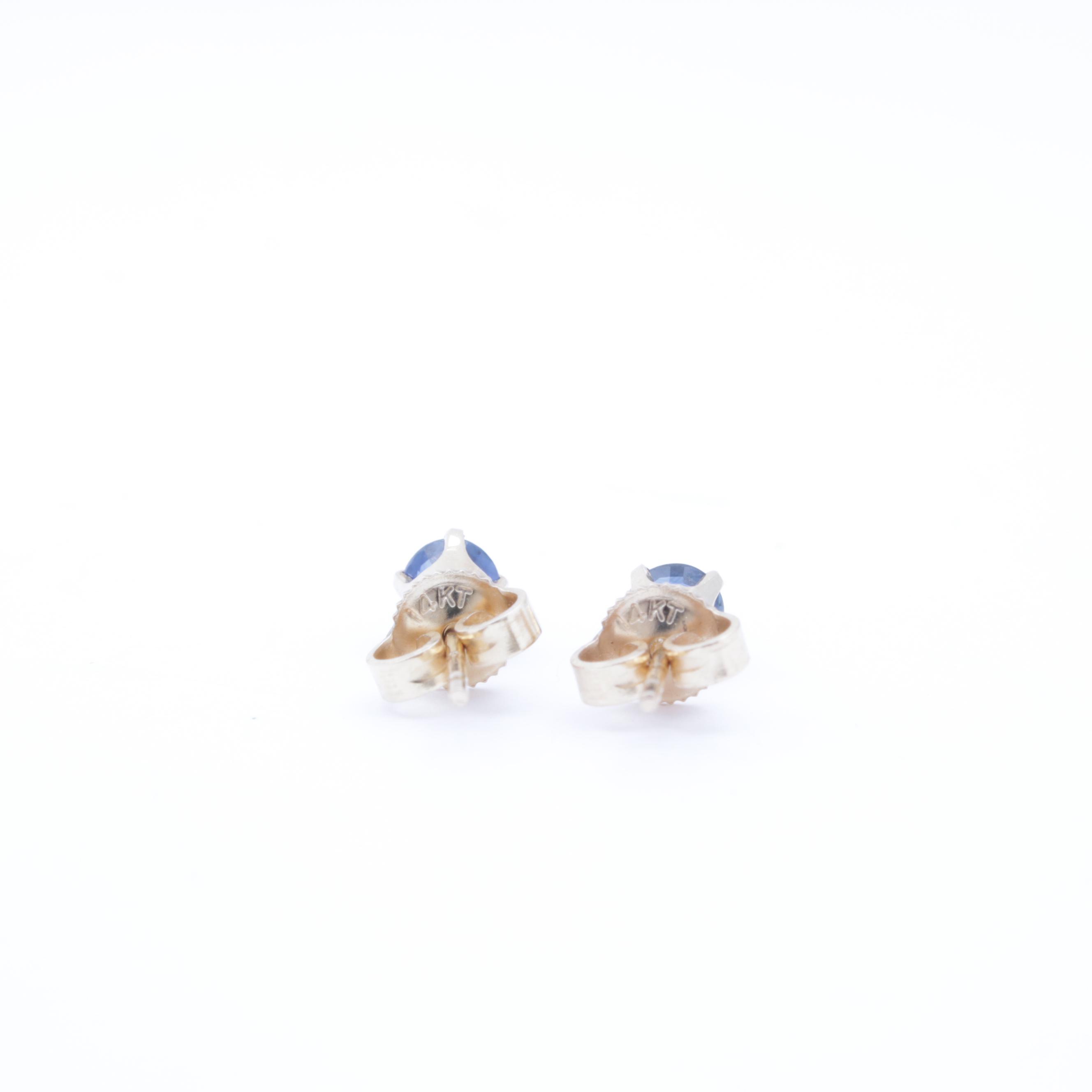 14K  Yellow Gold Sapphire Stud Earrings