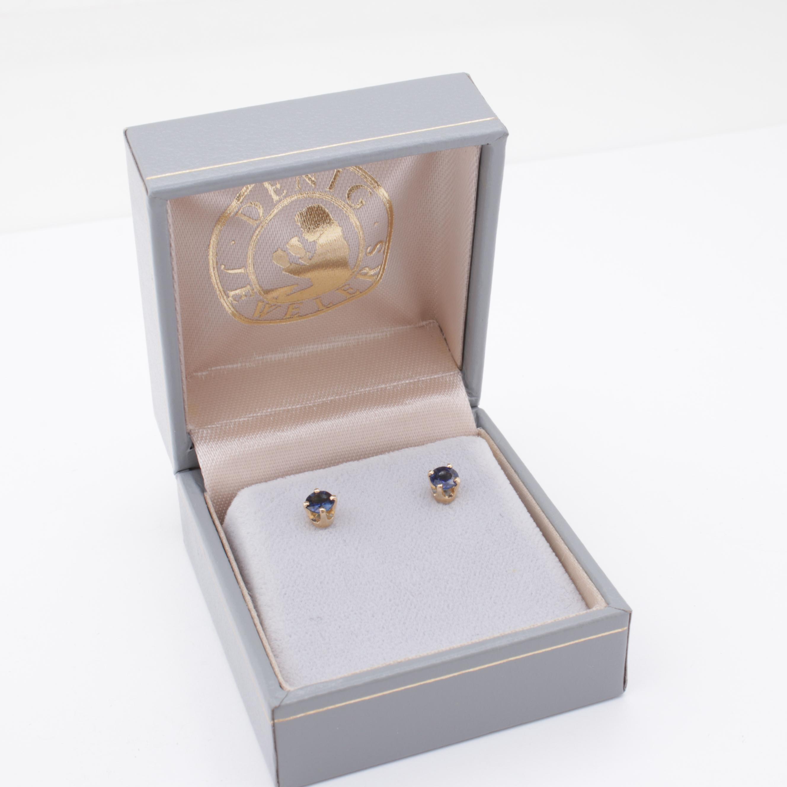 14K  Yellow Gold Sapphire Stud Earrings