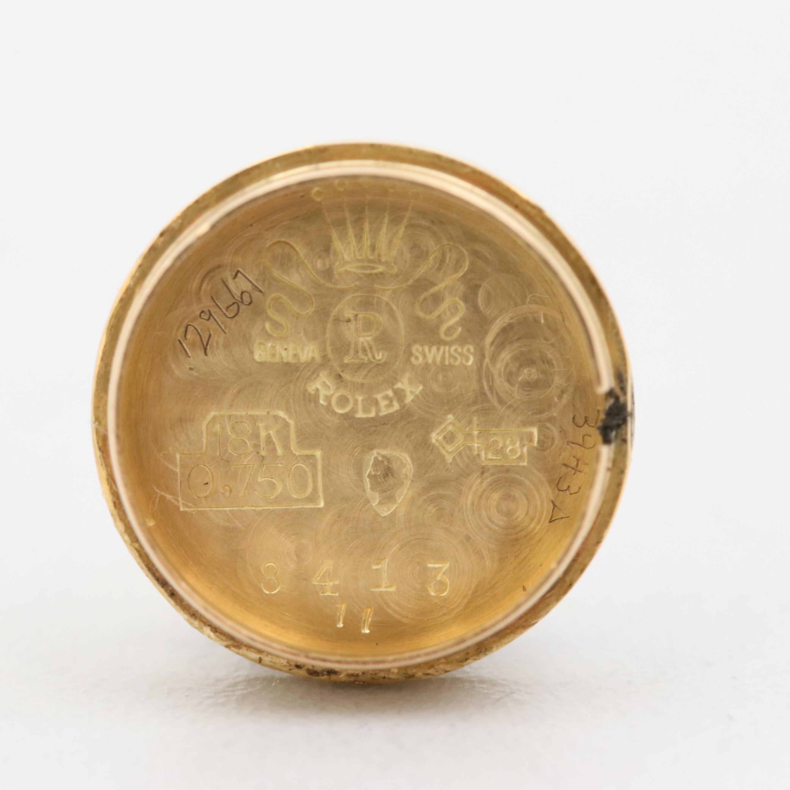 Vintage Rolex Precision Orchid Chameleon 18K Gold Stem Wind Watch, 1950s