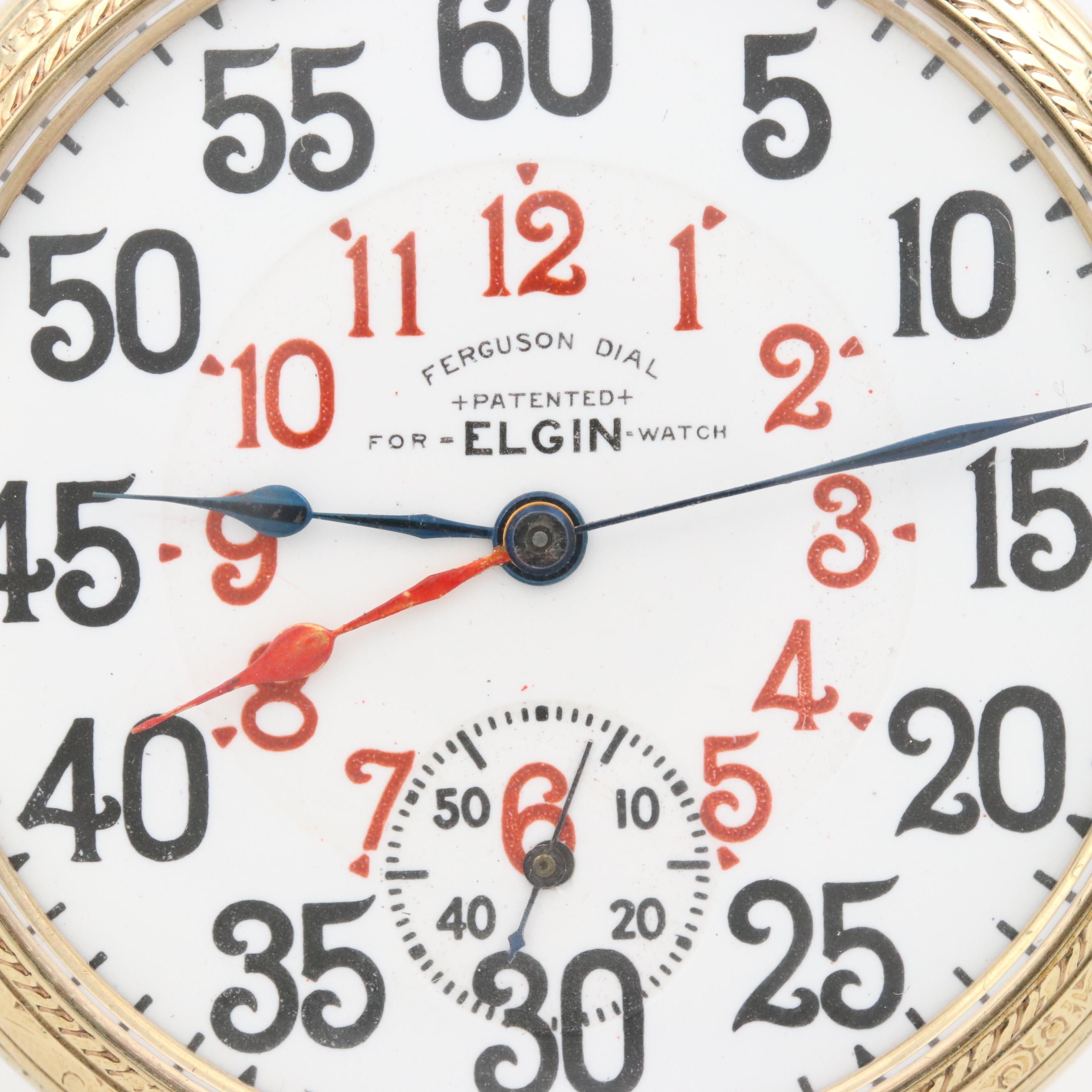 Antique Elgin Railroad Grade 10K Gold Filled Pocket Watch, 1904