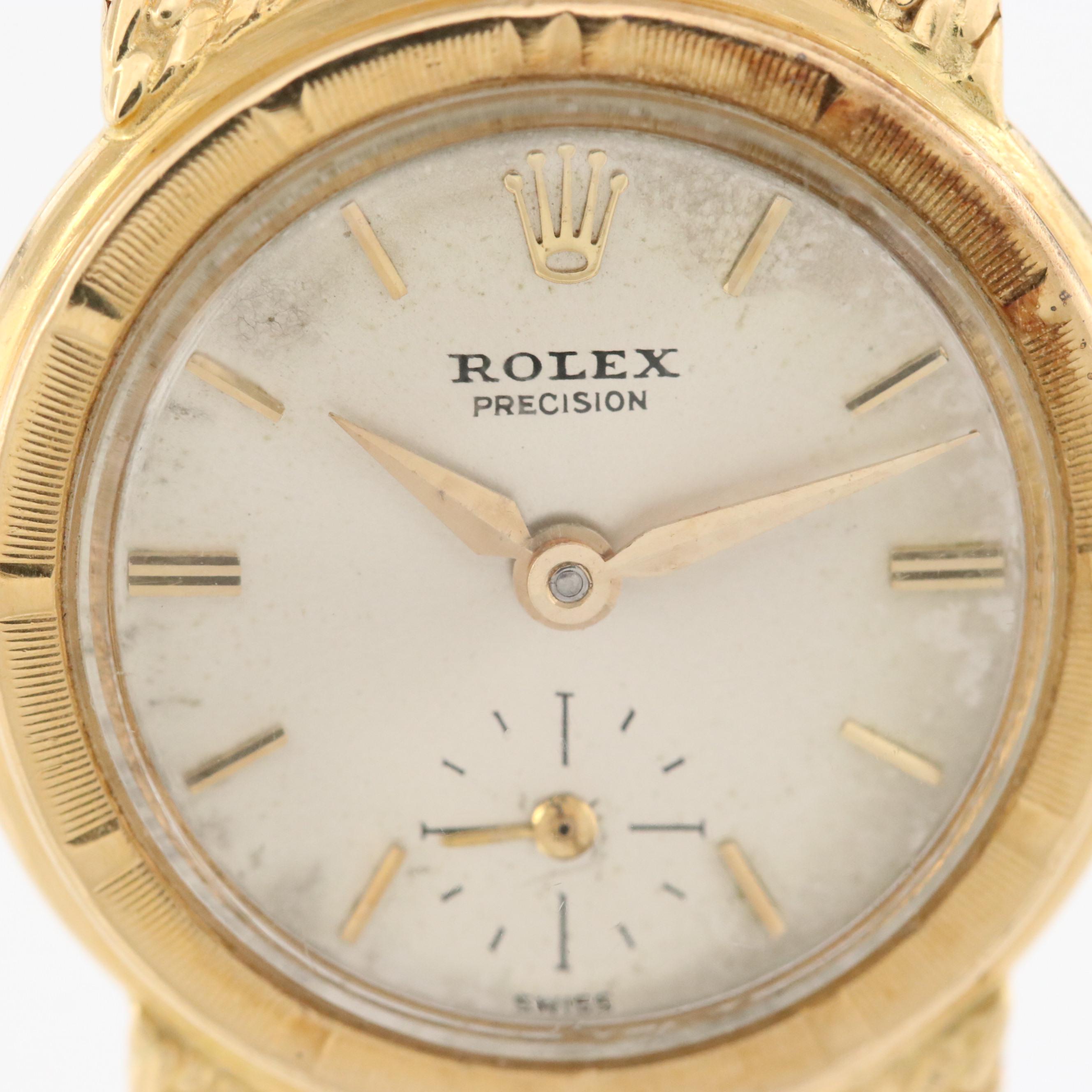 1950 Rolex Precision 18K Gold Stem Wind Model 8823 Watch