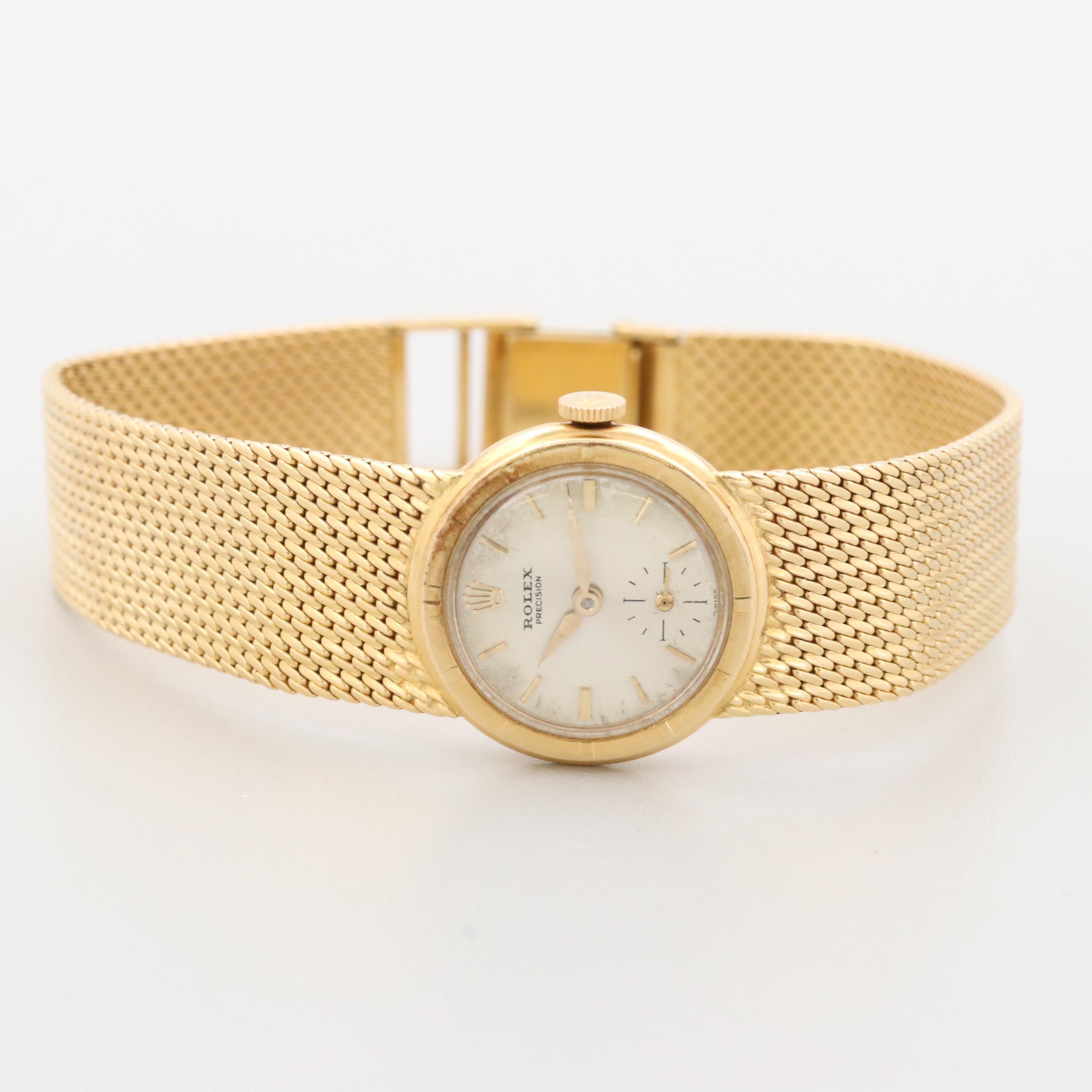 1950 Rolex Precision 18K Gold Stem Wind Model 8823 Watch