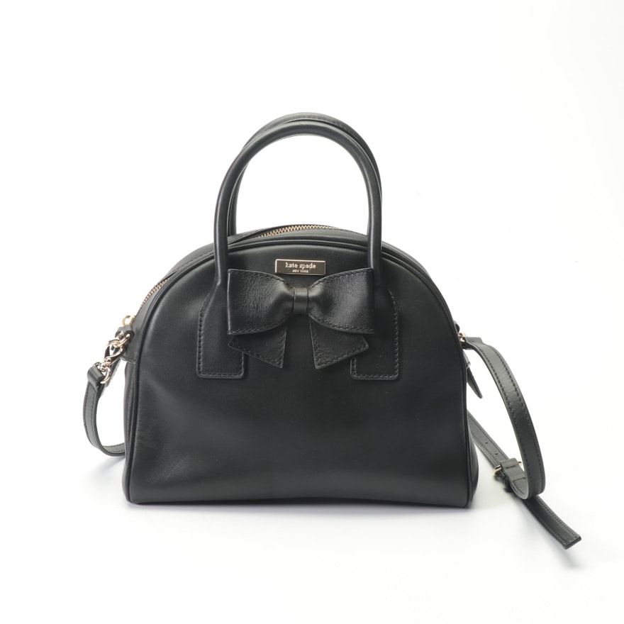 Kate Spade New York Black Leather Convertible Bag with Bow