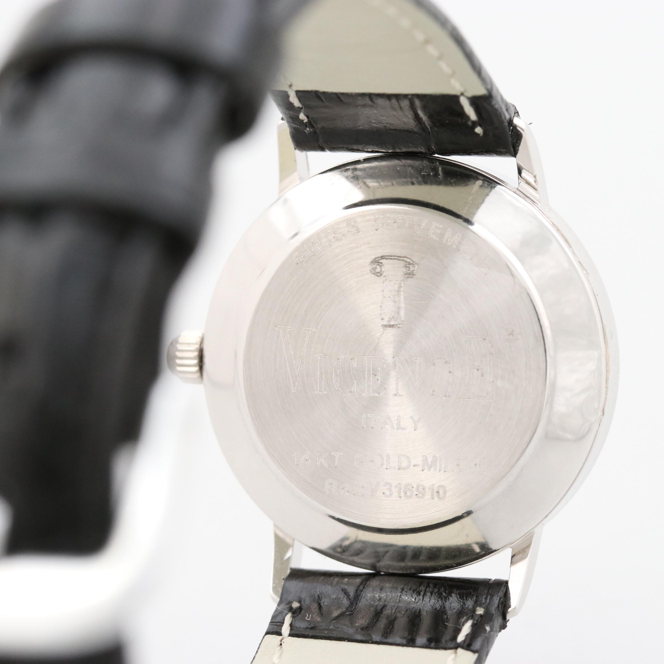 Vicence Milor 14K White Gold and 1.06 CTW Diamond Quartz Watch