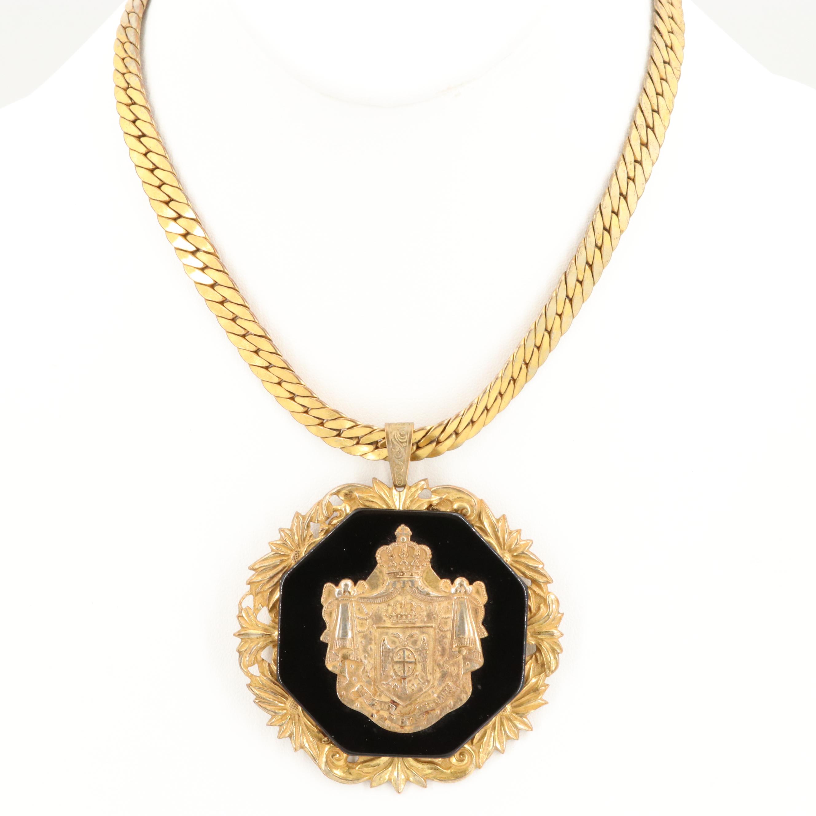 Circa 1975 Miriam Haskell Serbian Coat of Arms Necklace