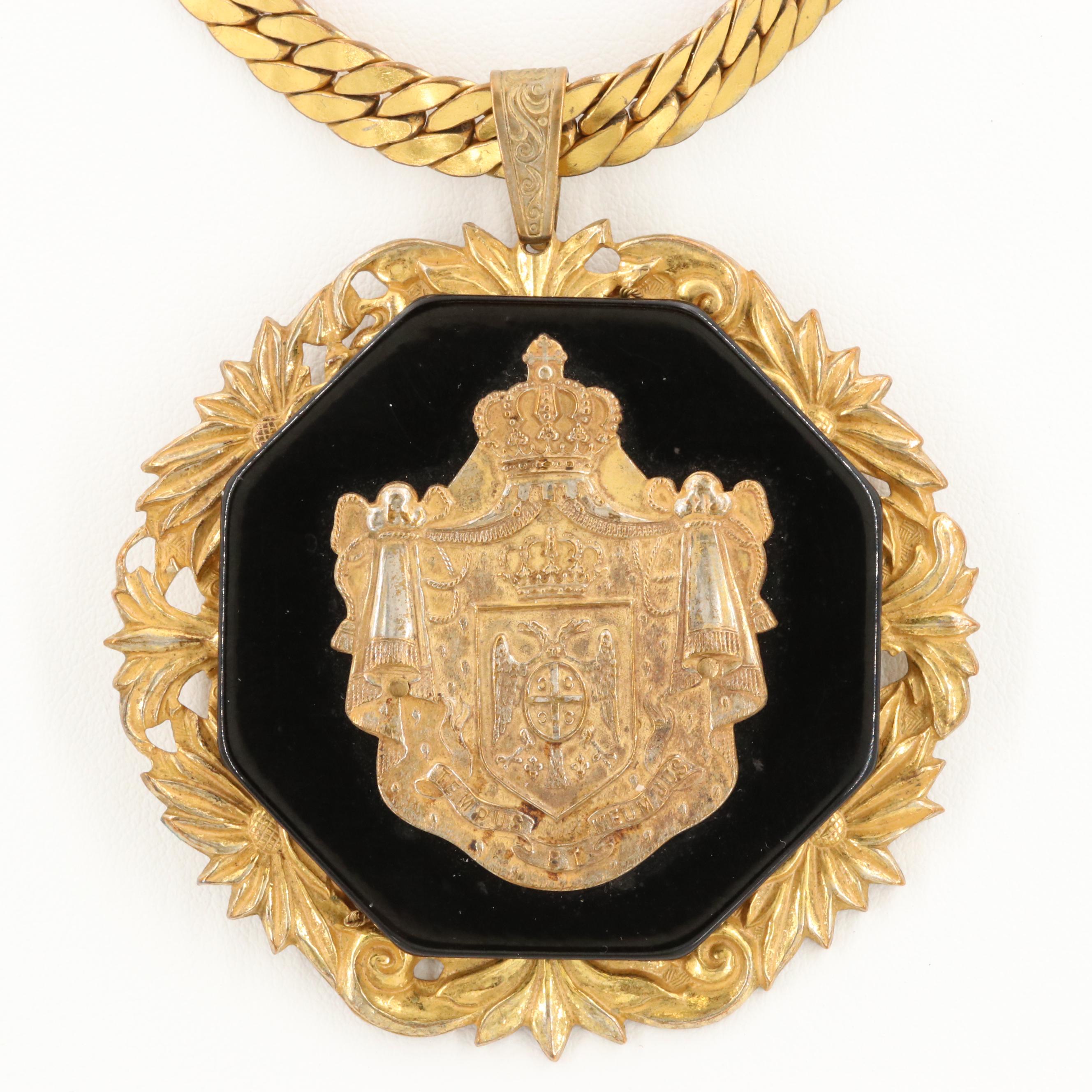 Circa 1975 Miriam Haskell Serbian Coat of Arms Necklace