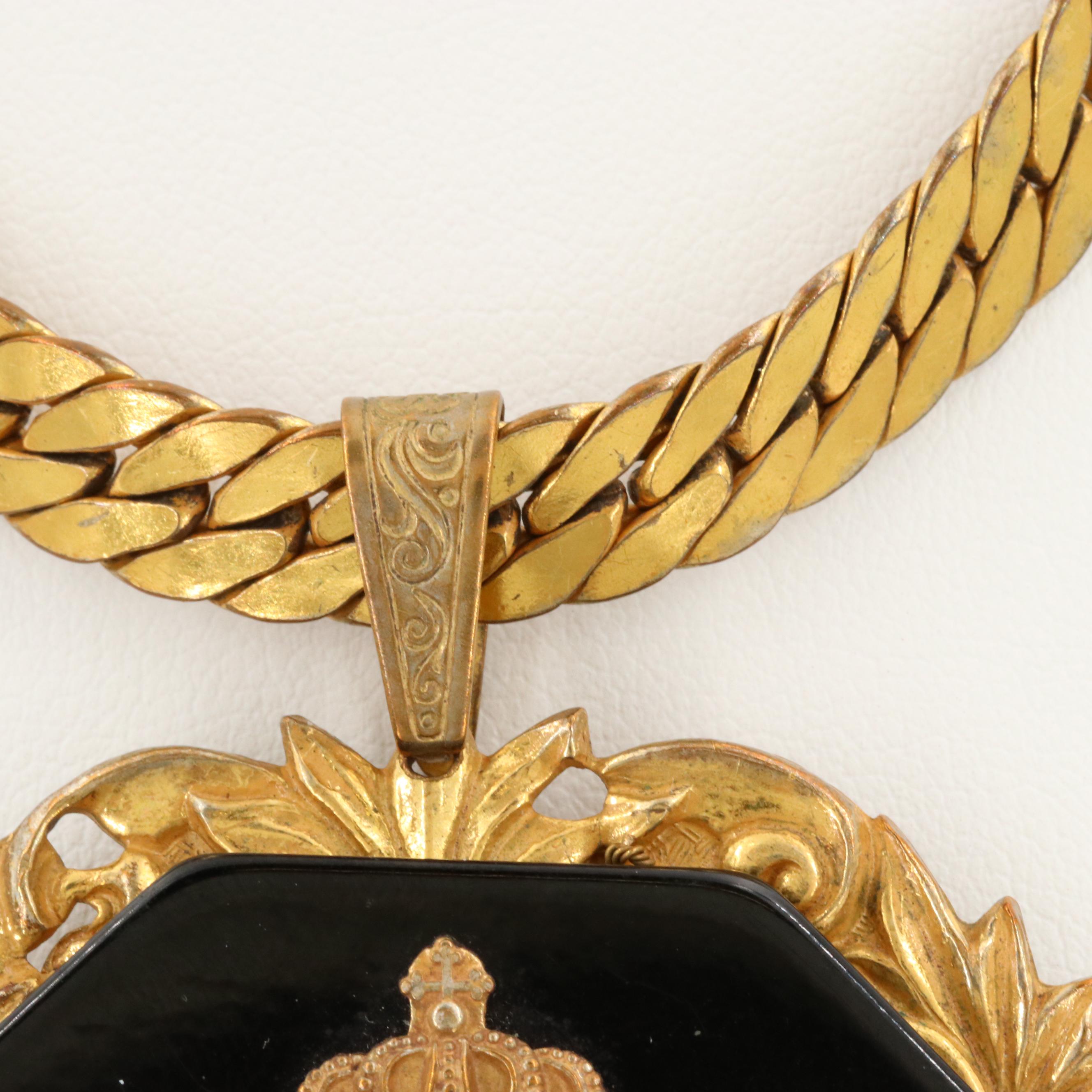 Circa 1975 Miriam Haskell Serbian Coat of Arms Necklace