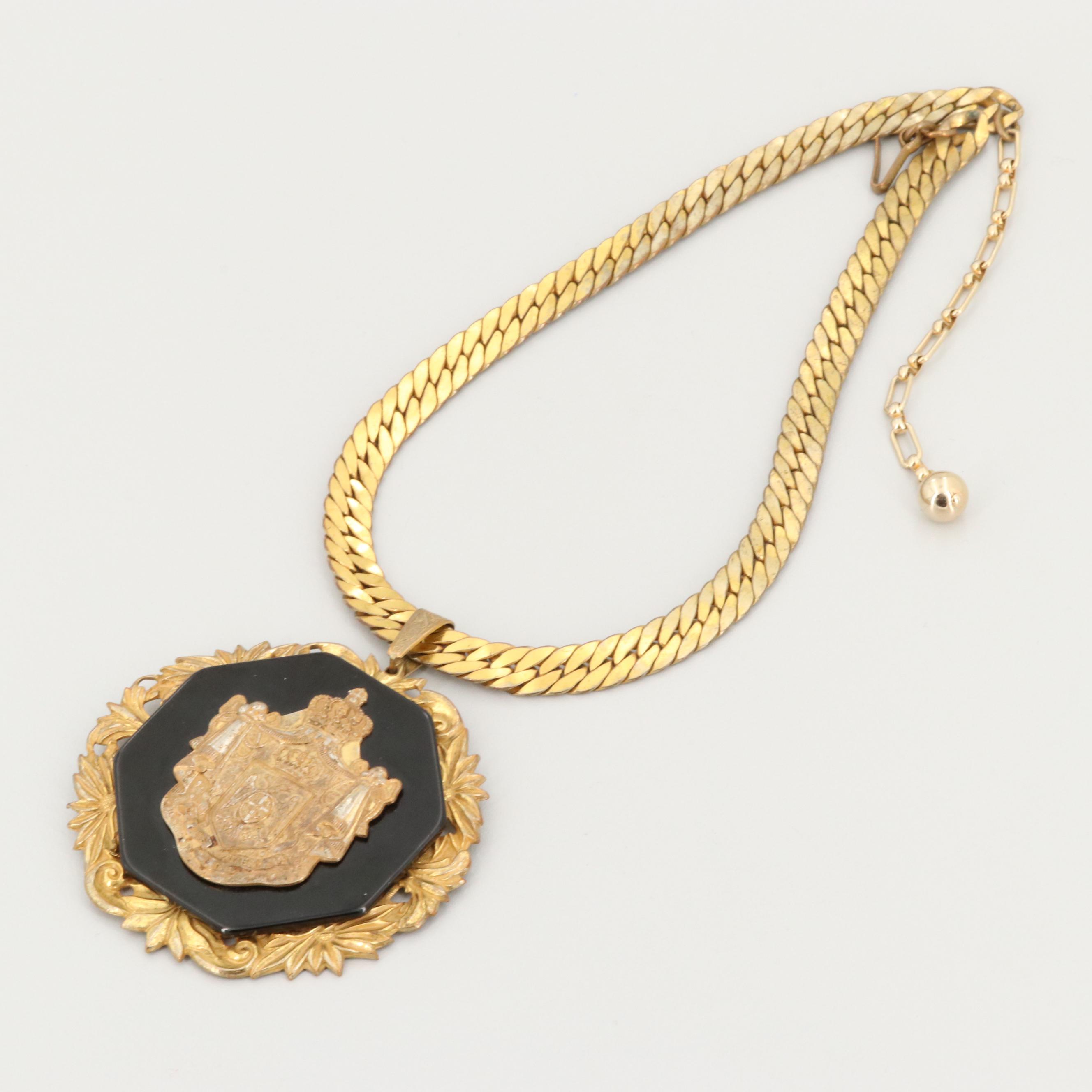 Circa 1975 Miriam Haskell Serbian Coat of Arms Necklace
