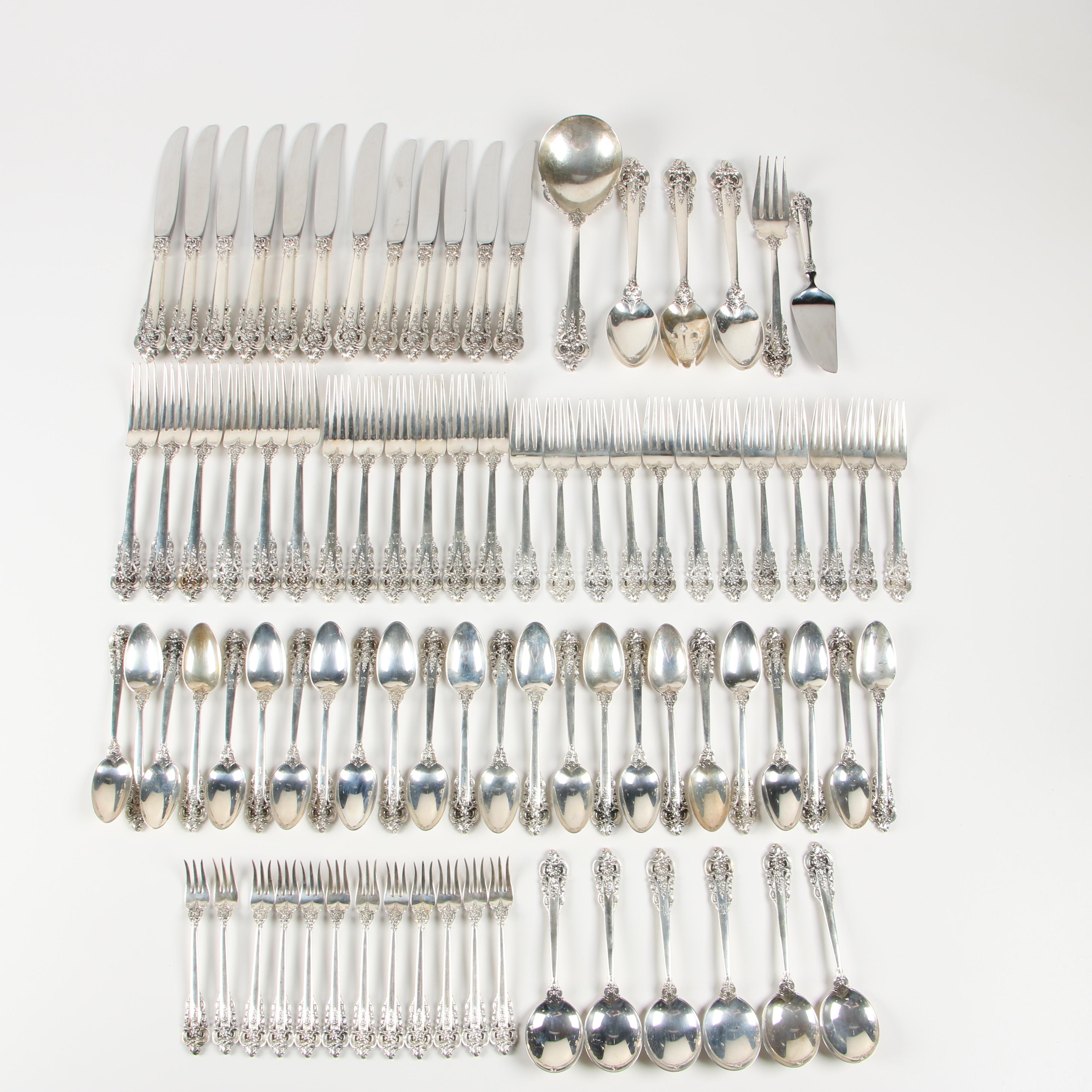 Wallace Sterling Silver "Grand Baroque" Flatware, Mid-Century