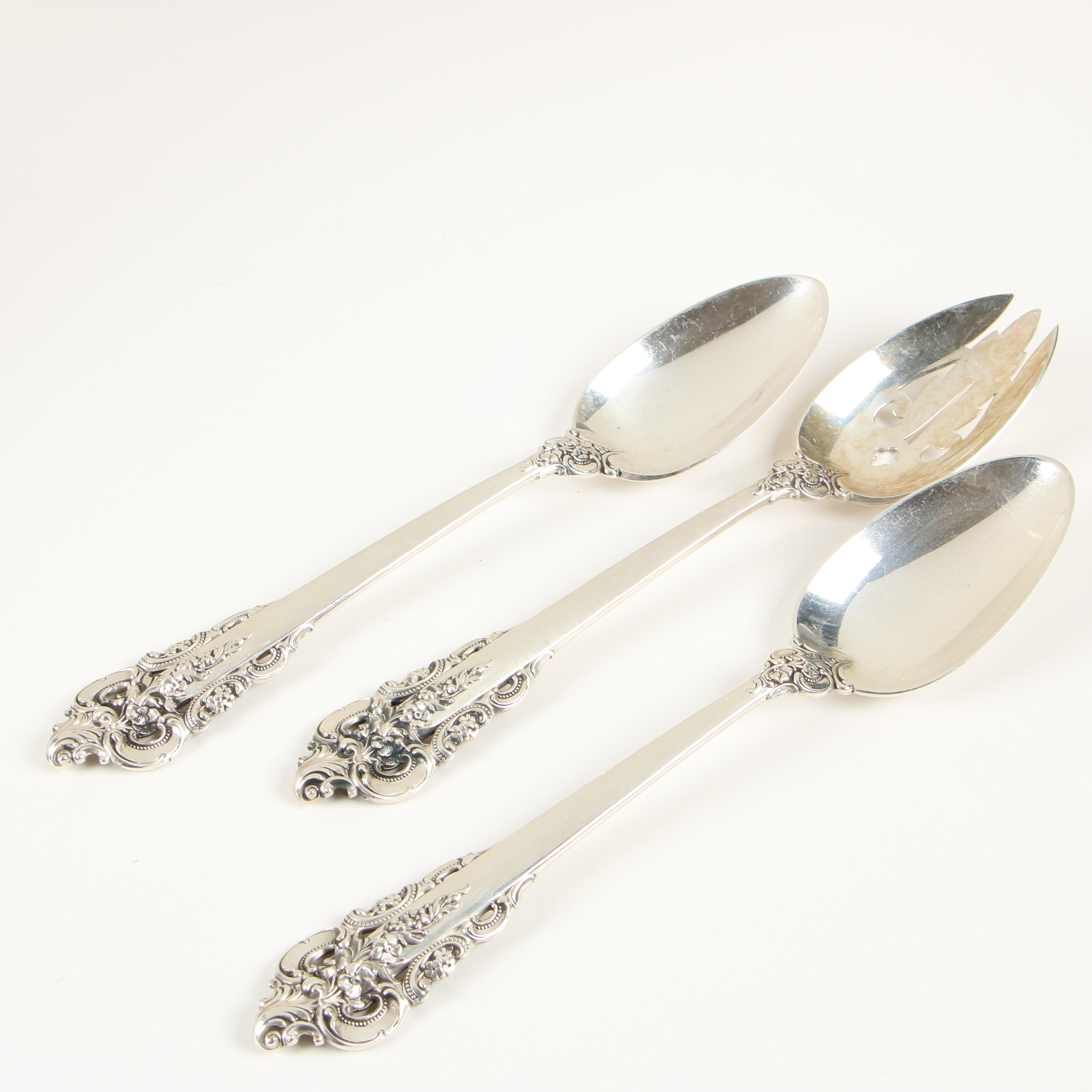 Wallace Sterling Silver "Grand Baroque" Flatware, Mid-Century