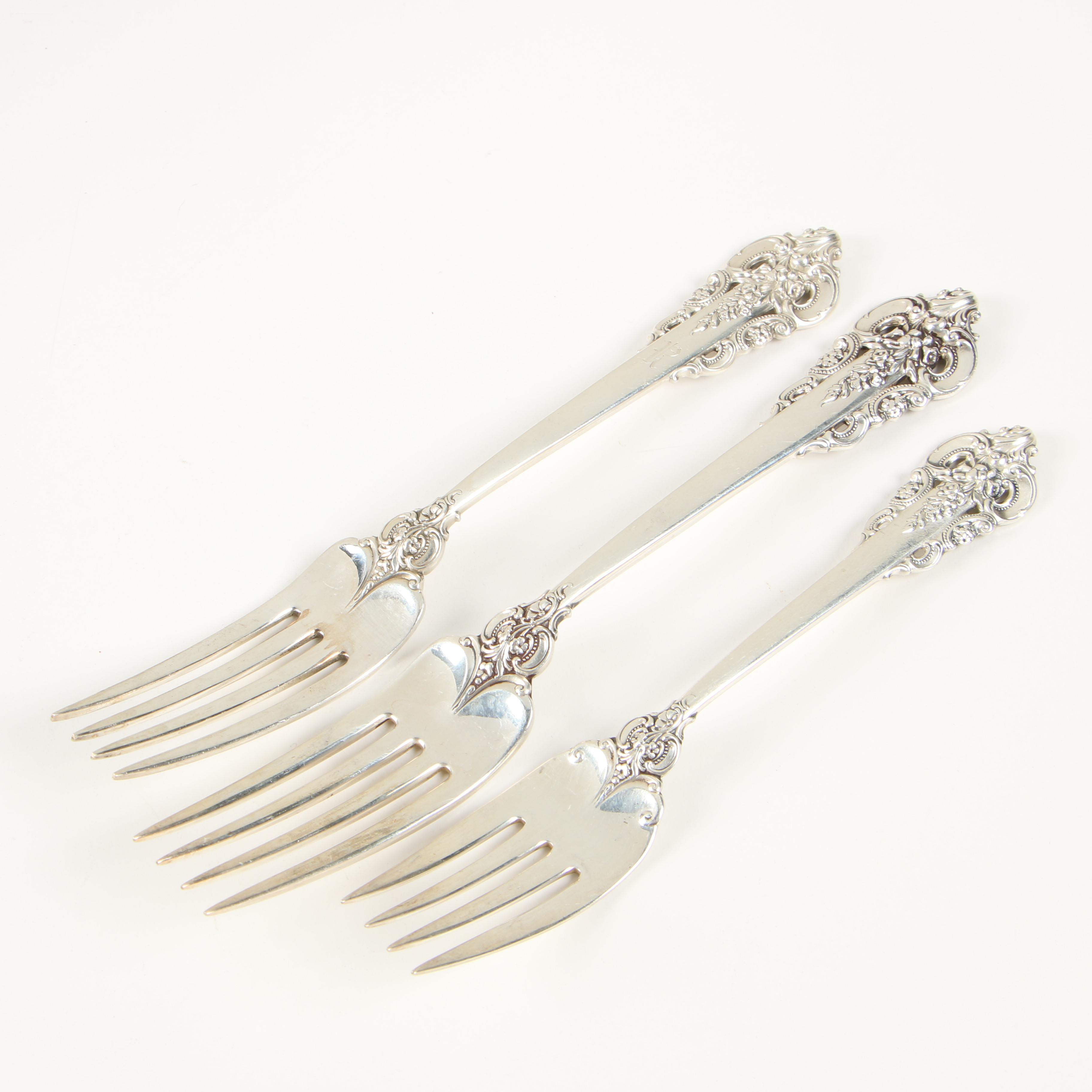 Wallace Sterling Silver "Grand Baroque" Flatware, Mid-Century