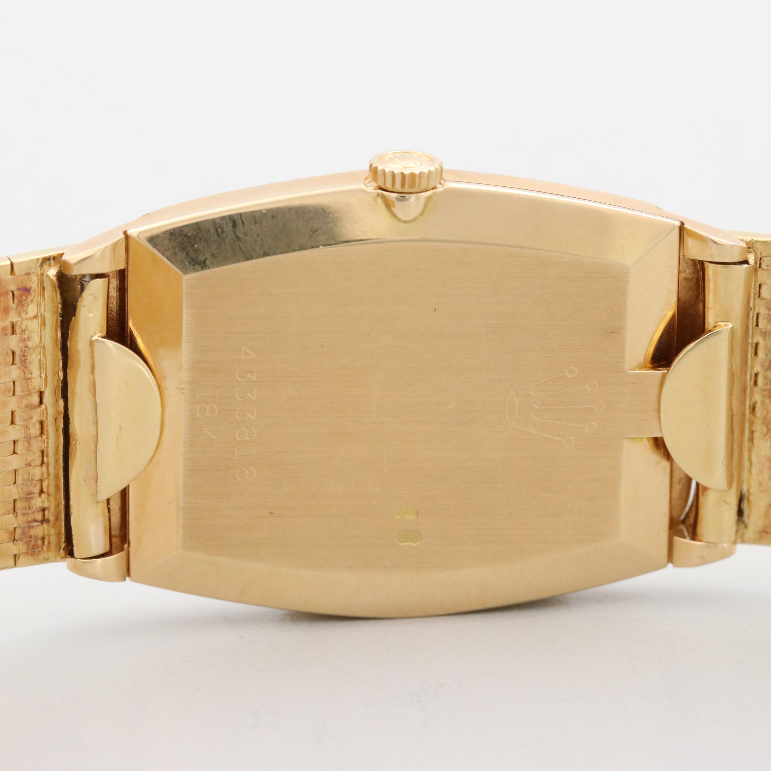 Rolex Cellini 18K Yellow Gold Stem Wind Watch With Blue Dial