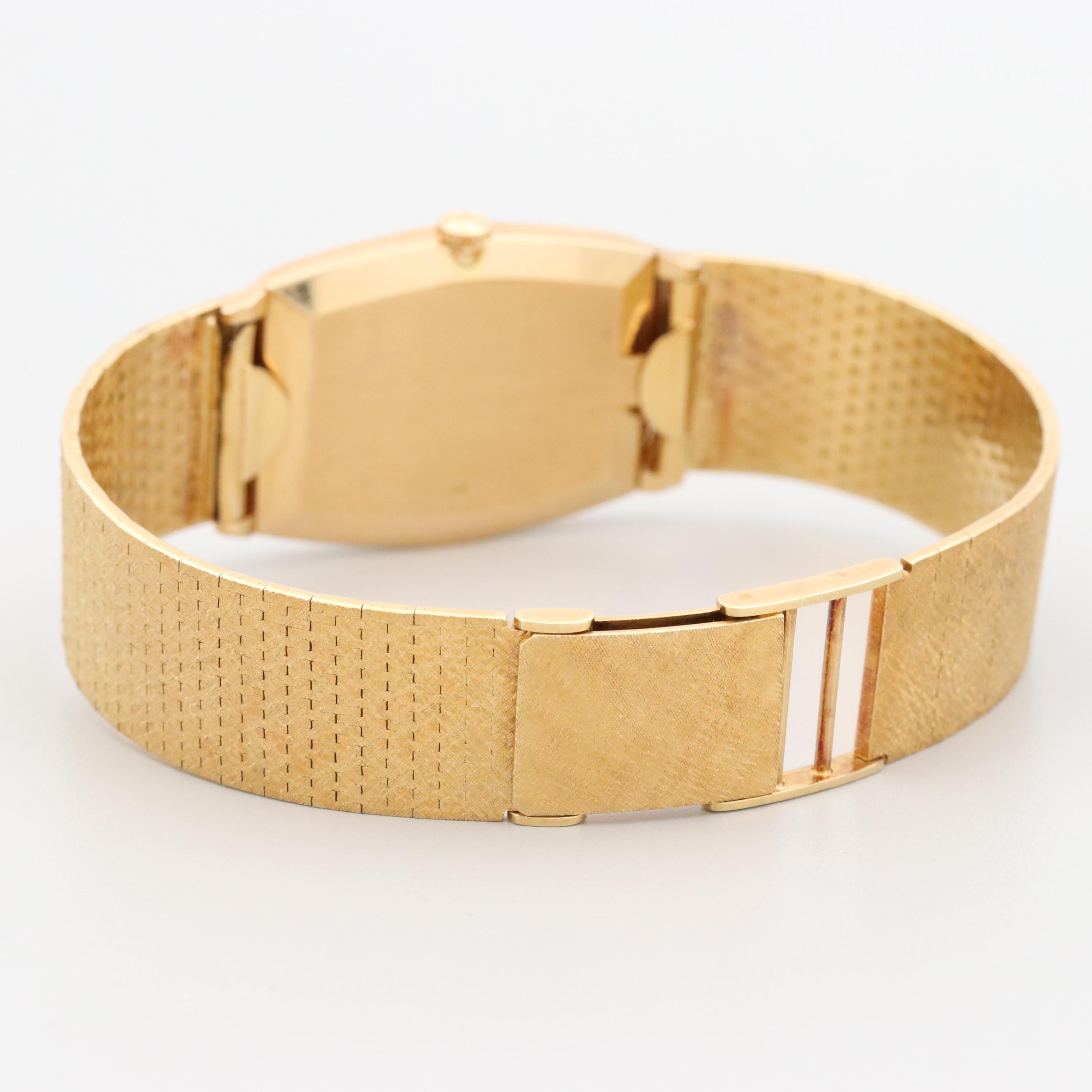 Rolex Cellini 18K Yellow Gold Stem Wind Watch With Blue Dial