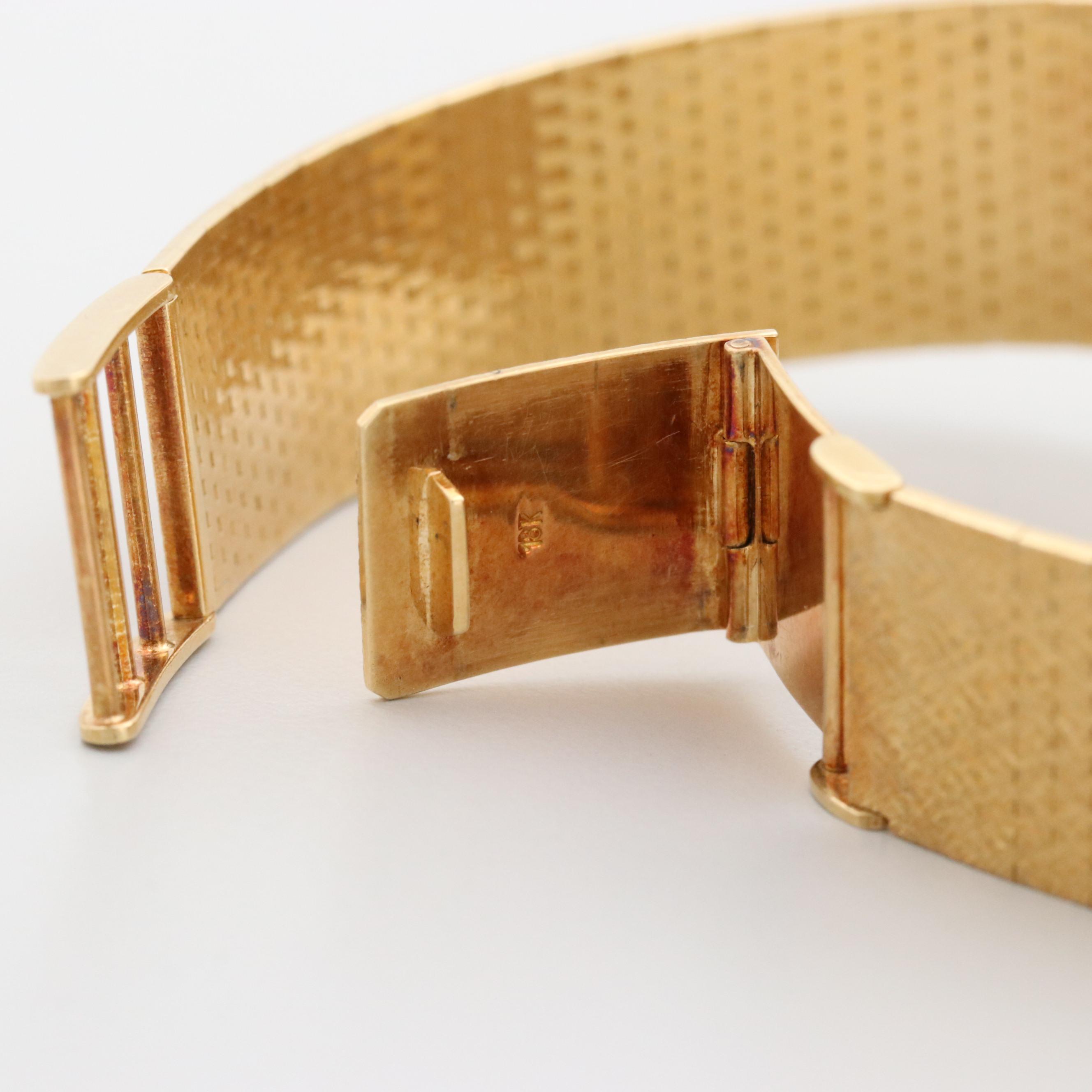 Rolex Cellini 18K Yellow Gold Stem Wind Watch With Blue Dial