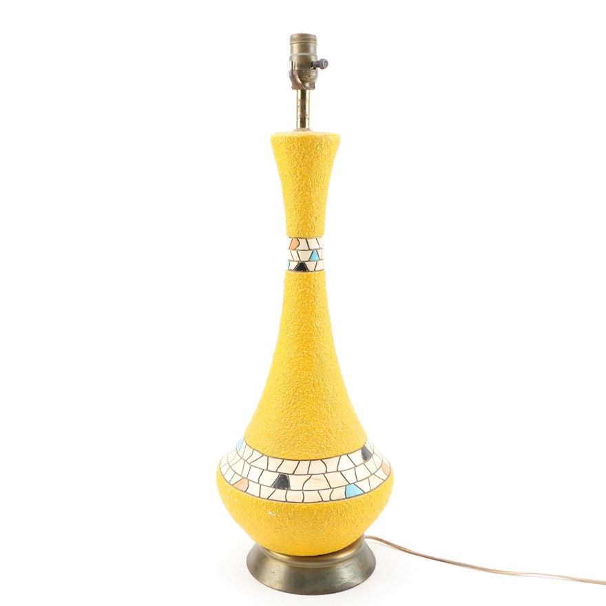 Mid-Century Modern Mosaic Bottle Table Lamp In the Style of Raymor