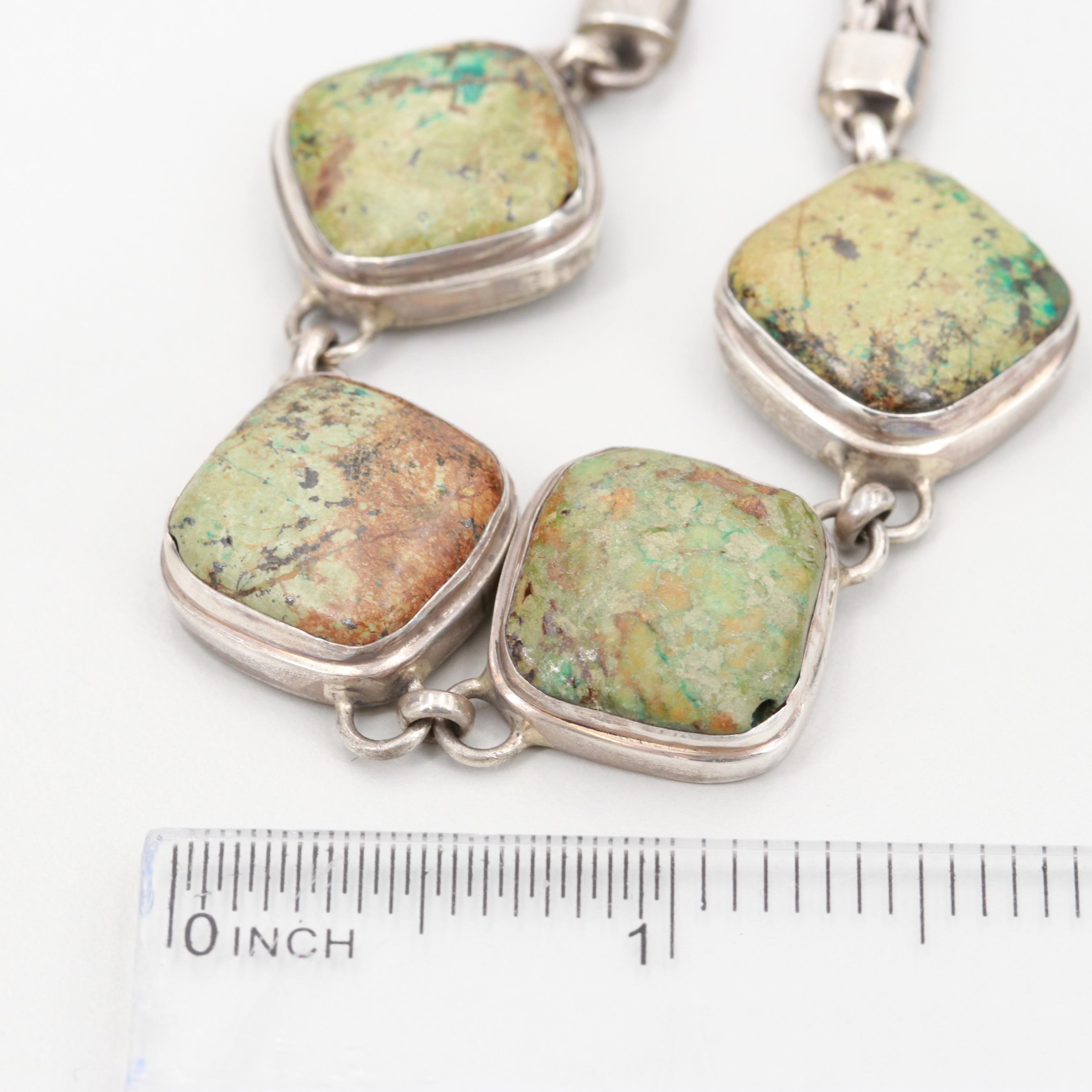 Southwestern Style Sterling Silver Turquoise Bracelet