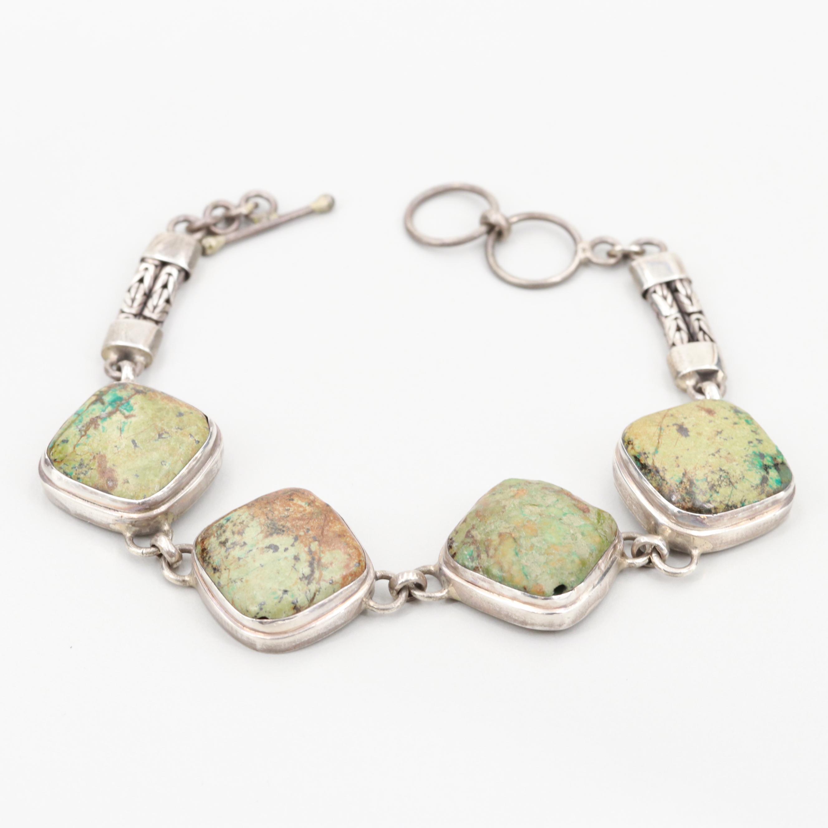Southwestern Style Sterling Silver Turquoise Bracelet