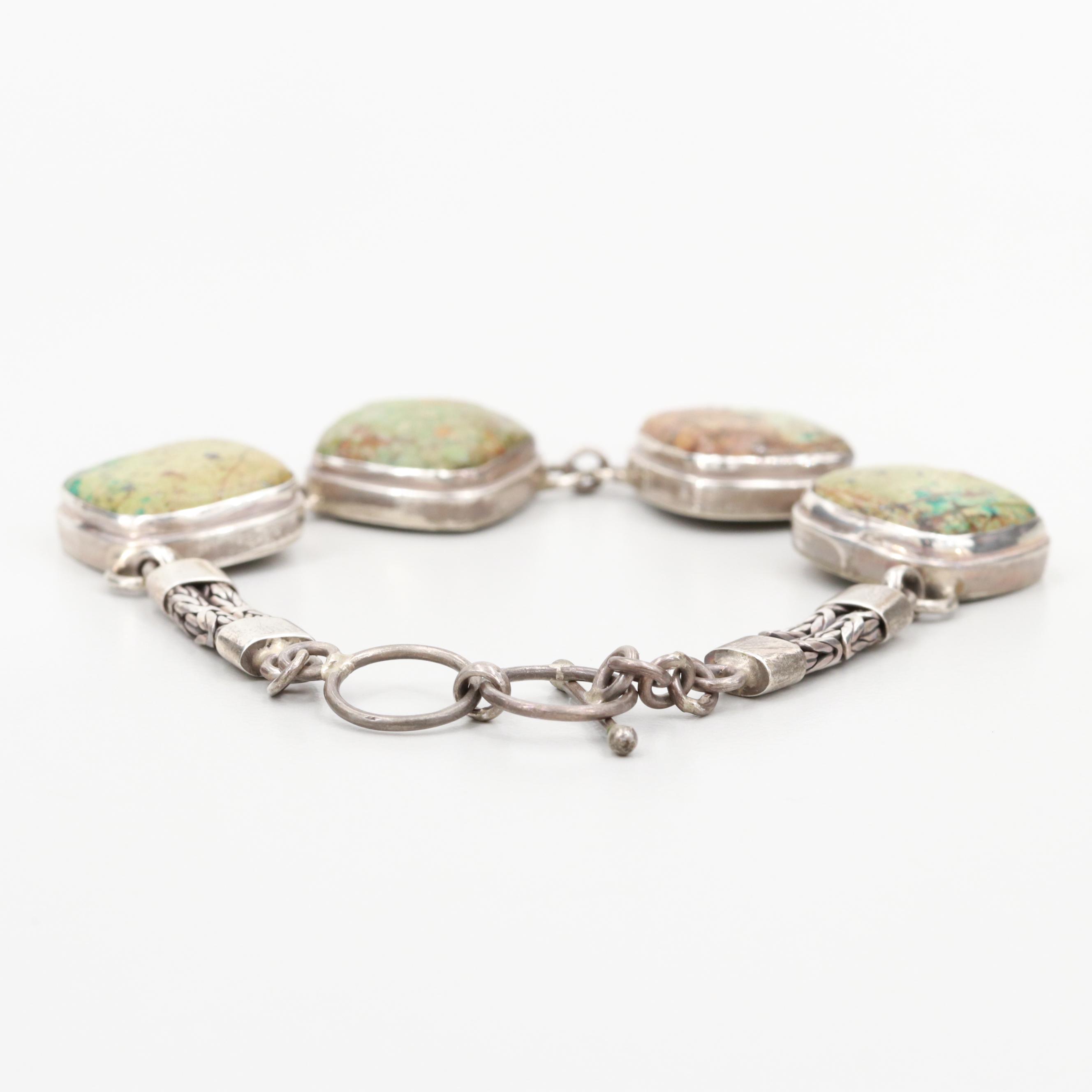 Southwestern Style Sterling Silver Turquoise Bracelet