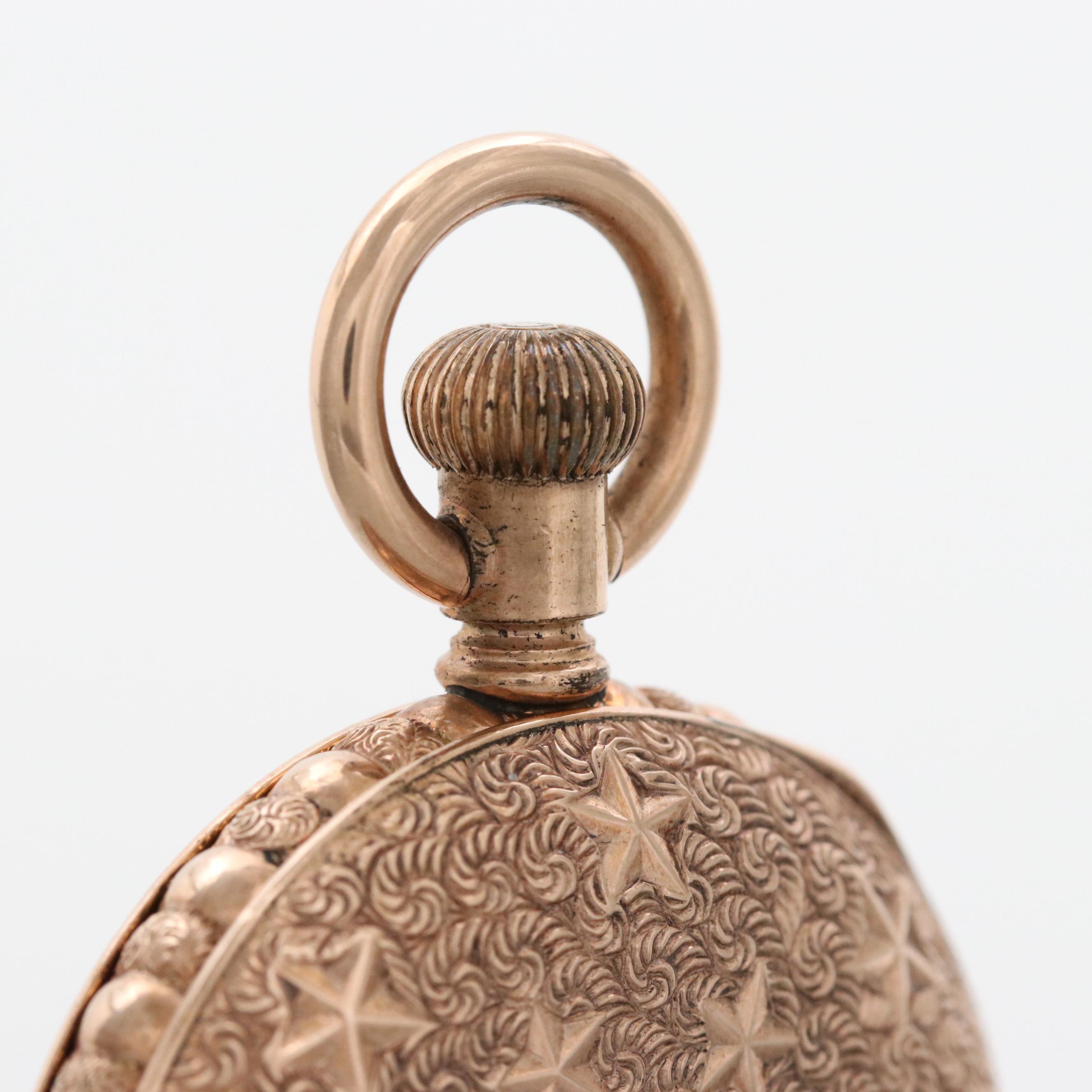 Antique Waltham 14K Rose Gold Filled Hunter Case Pocket Watch, 1896