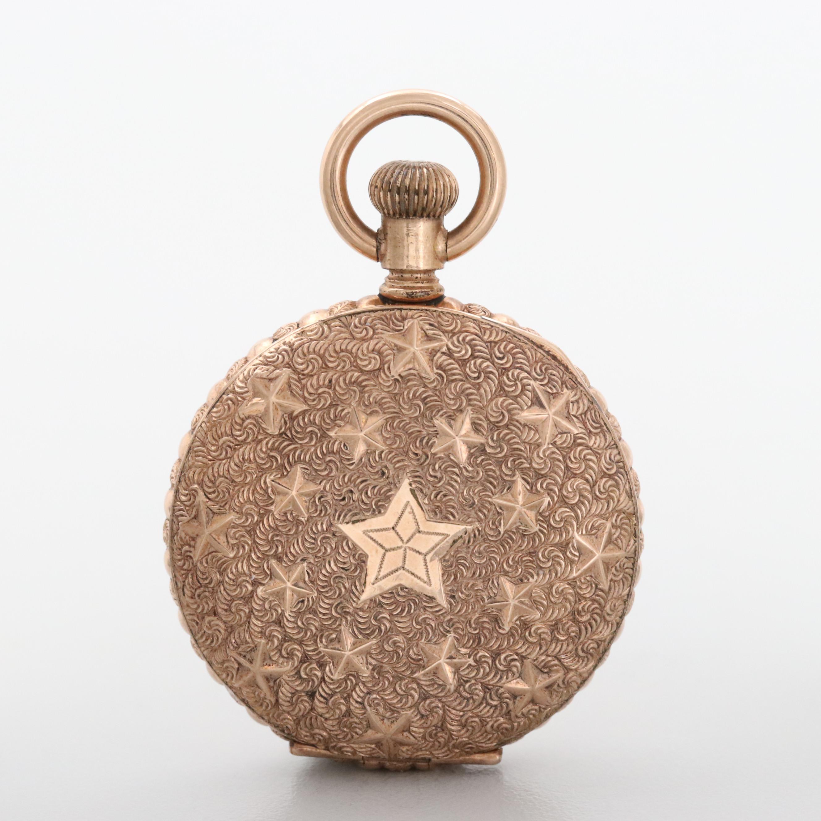 Antique Waltham 14K Rose Gold Filled Hunter Case Pocket Watch, 1896