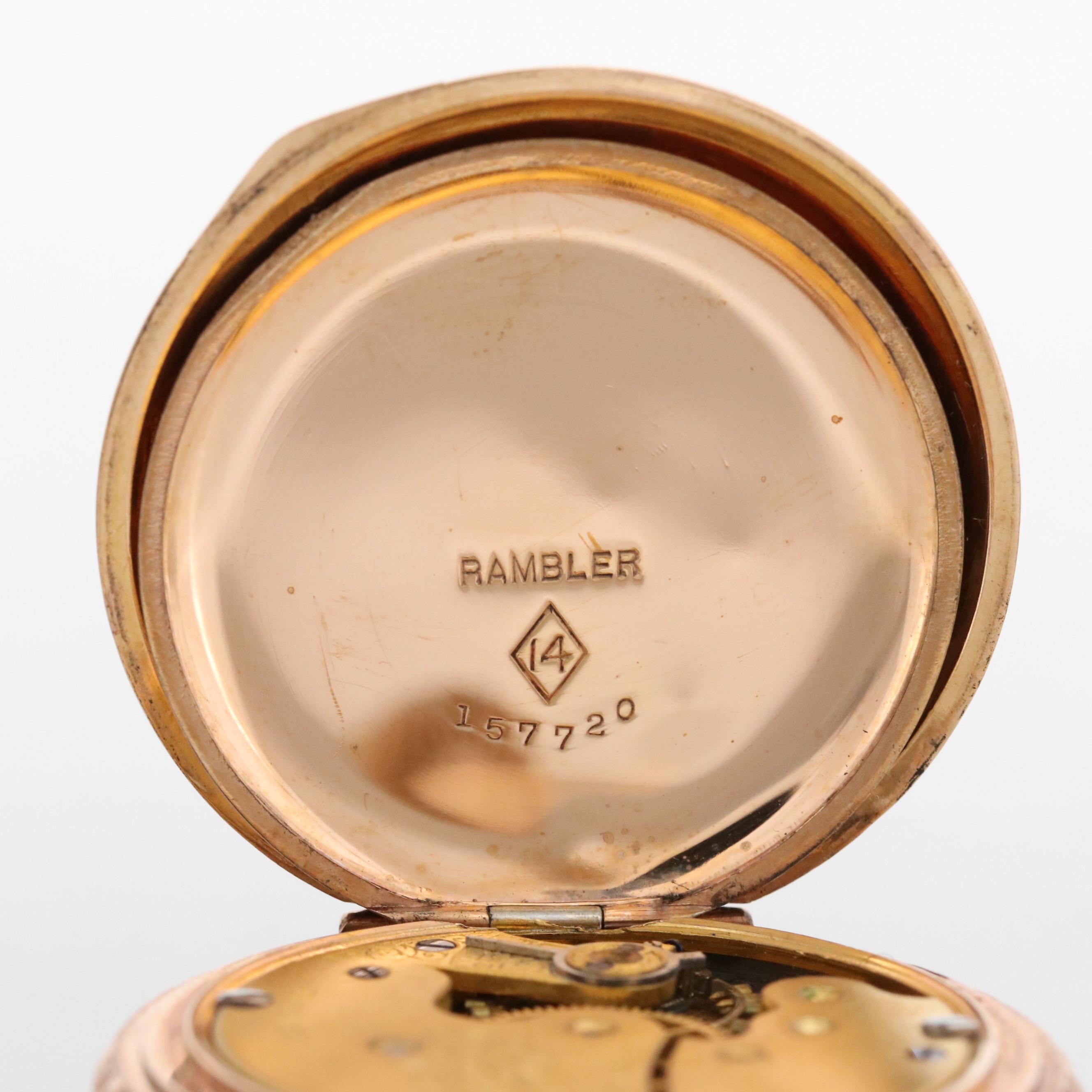 Antique Waltham 14K Rose Gold Filled Hunter Case Pocket Watch, 1896