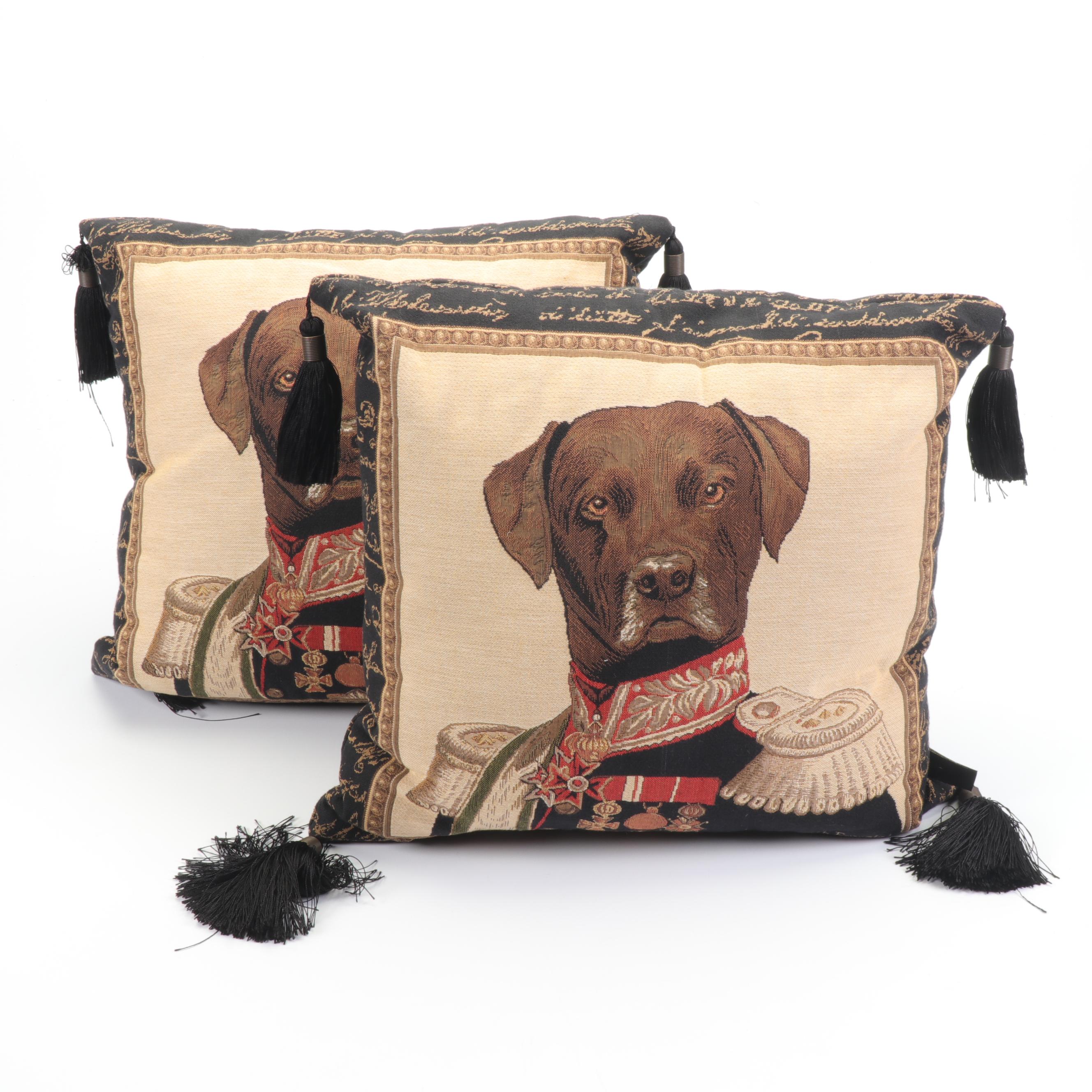 Borgata Th. Poncelet Embroidered Dog Throw Pillows