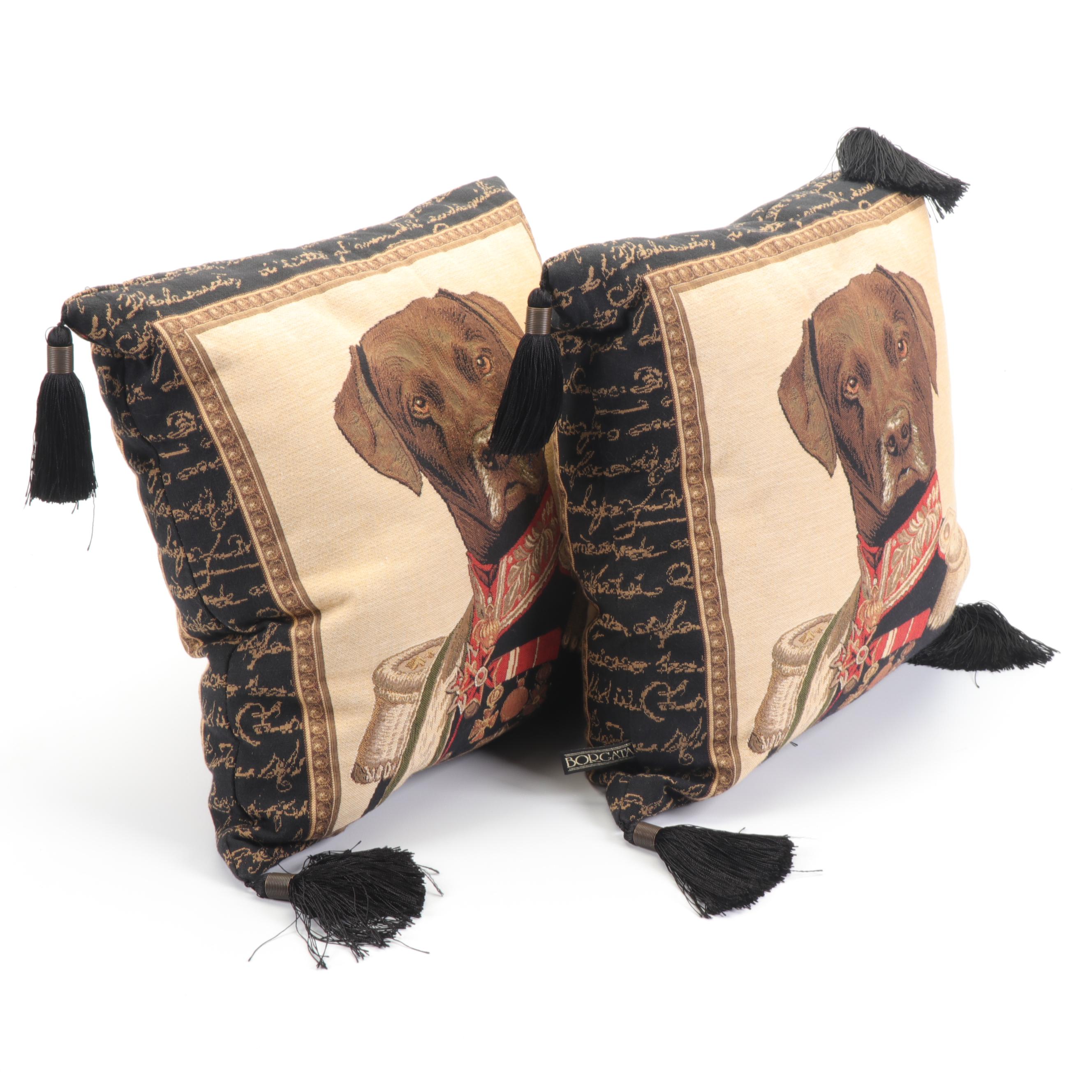 Borgata Th. Poncelet Embroidered Dog Throw Pillows