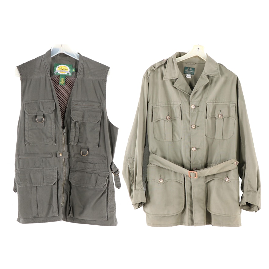 Men's Cabela's Fishing Vest and Willis & Geiger Outfitters Fatigue Shirt  Jacket