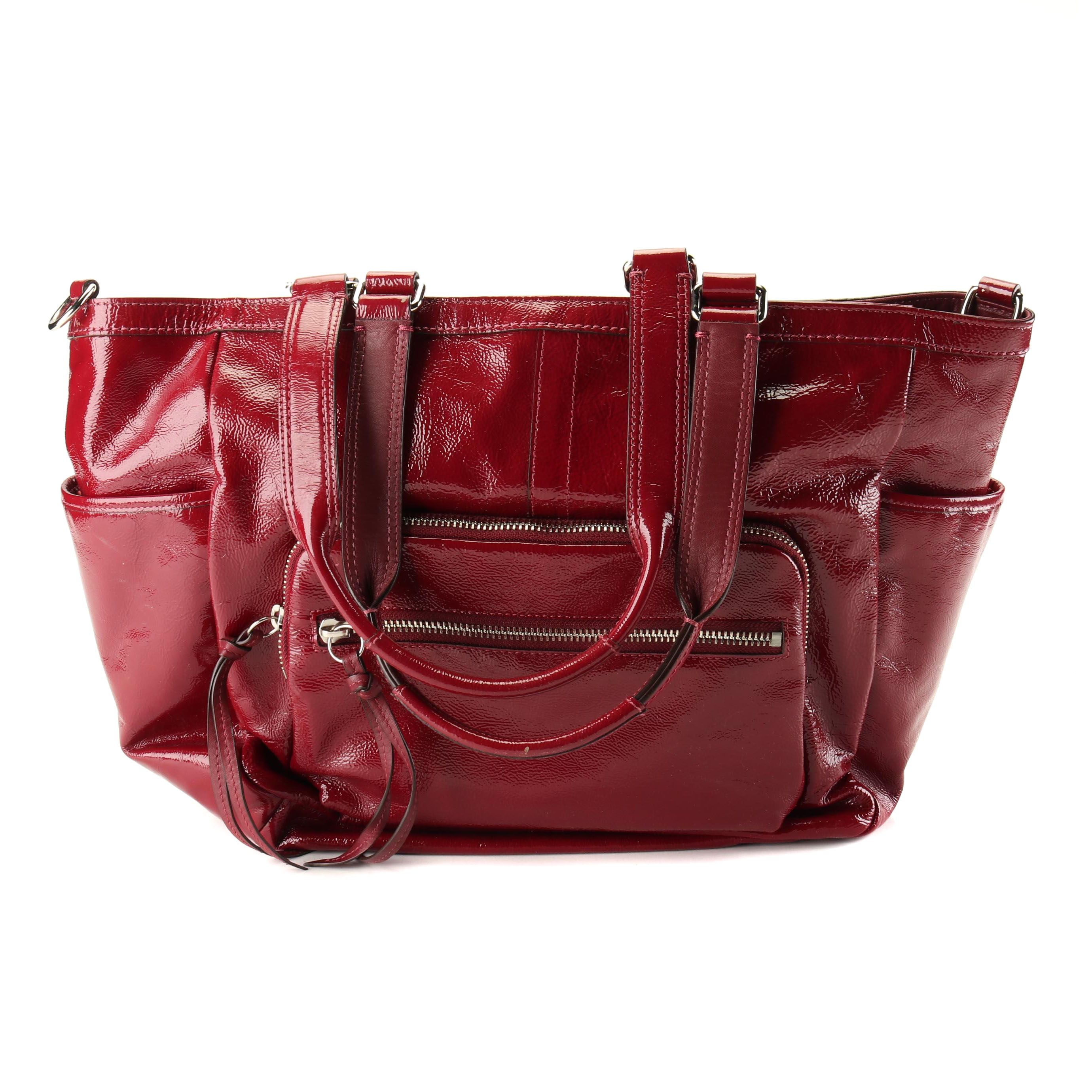Coach Red Patent Leather Tote Shoulder Bag