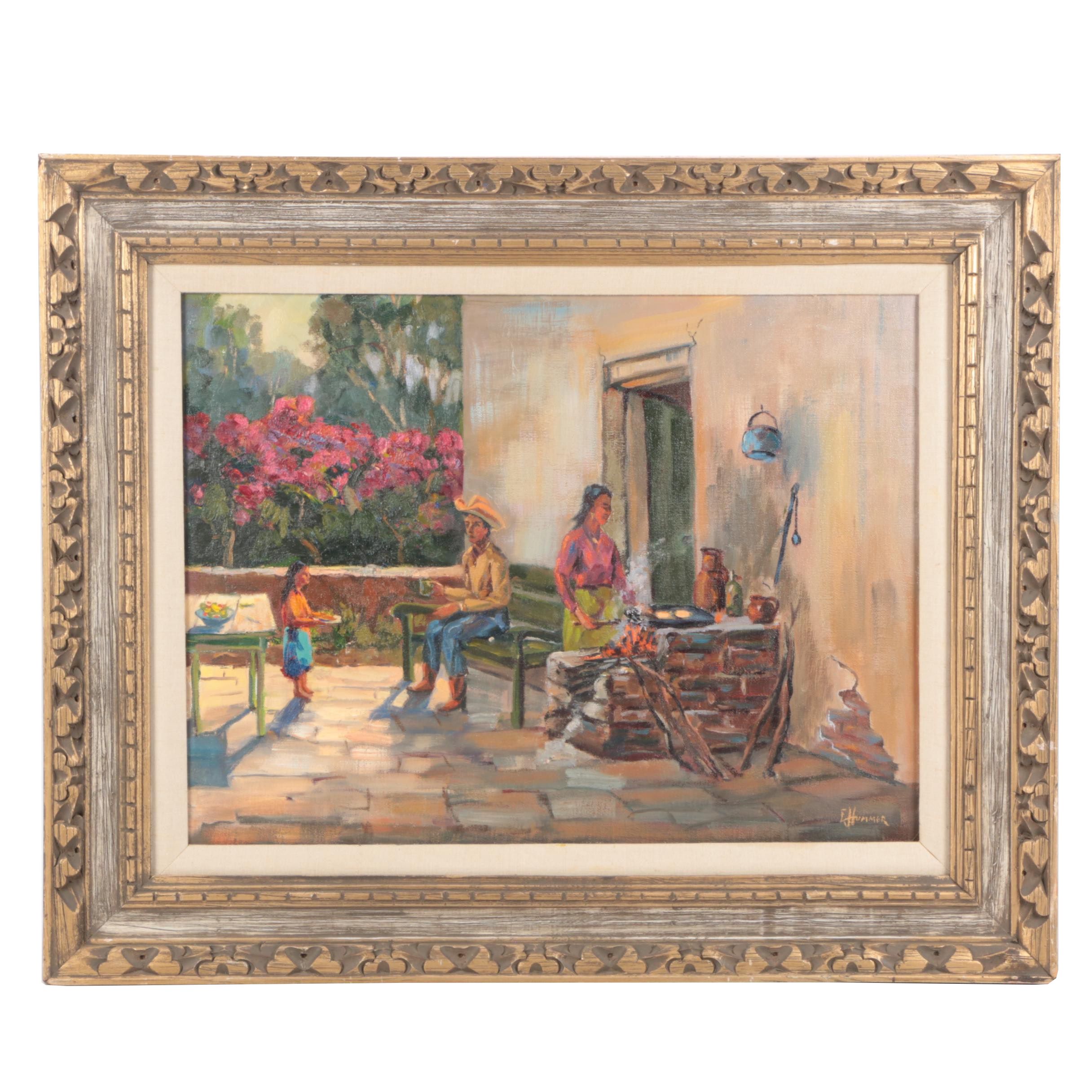 Judge Edward J. Hummer Oil Painting "Tortillas at Evening"
