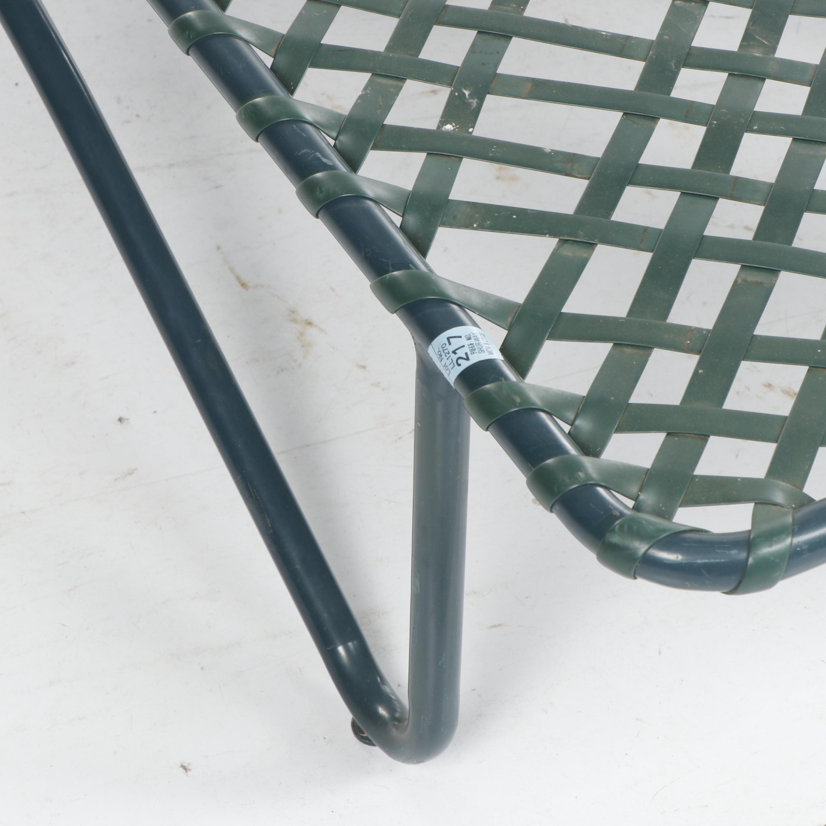 Brown Jordan Green Metal Patio Lounge Chairs with Glass Top Cocktail Table