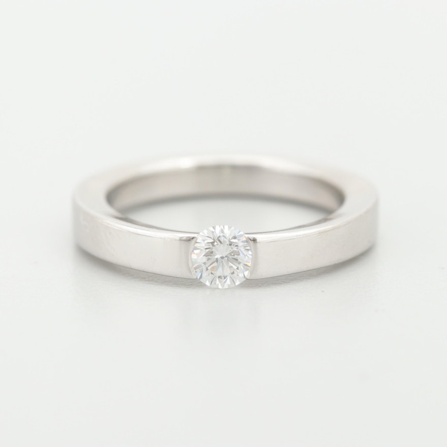 Cartier 18K White Gold Diamond Solitaire Ring