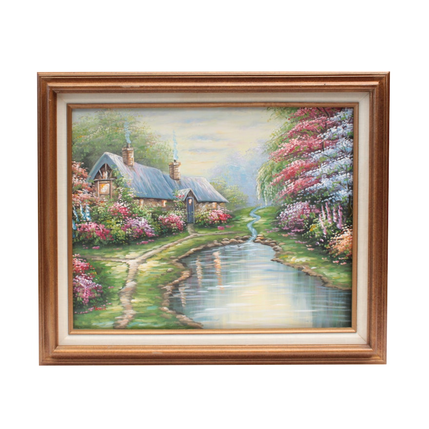 Taylor Oil Painting of a Cottage Landscape