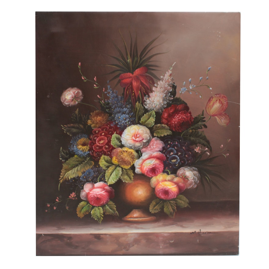 M. Aaron Oil Painting of Floral Still Life