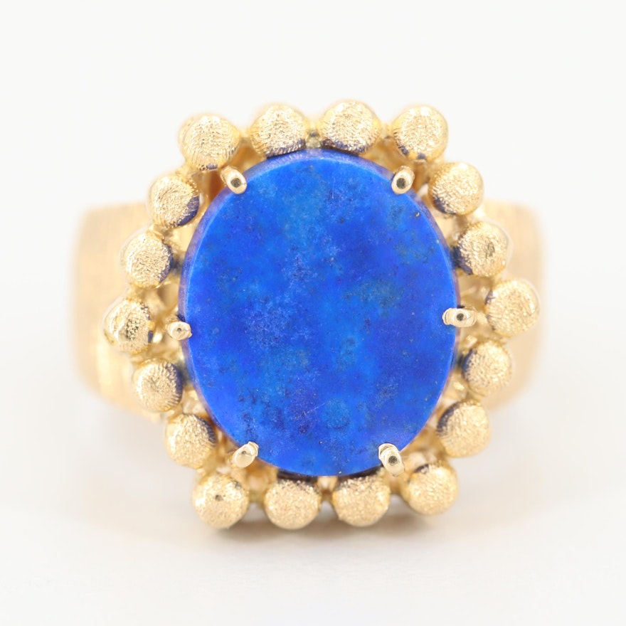 Vintage 1970s 14K Yellow Gold Lapis Lazuli Ring