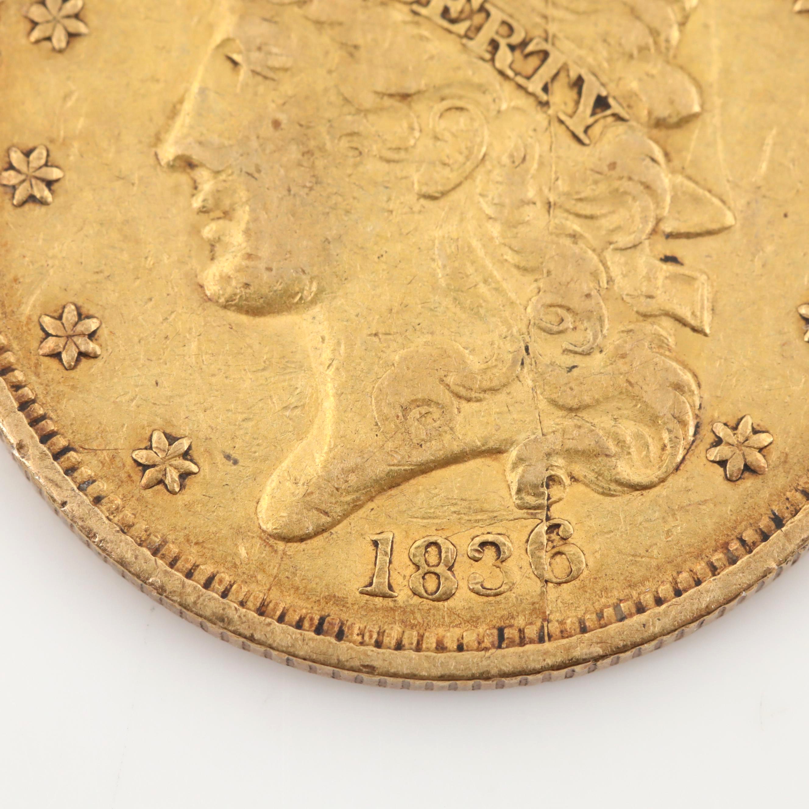 1836 Classic Head Five Dollar Gold Coin