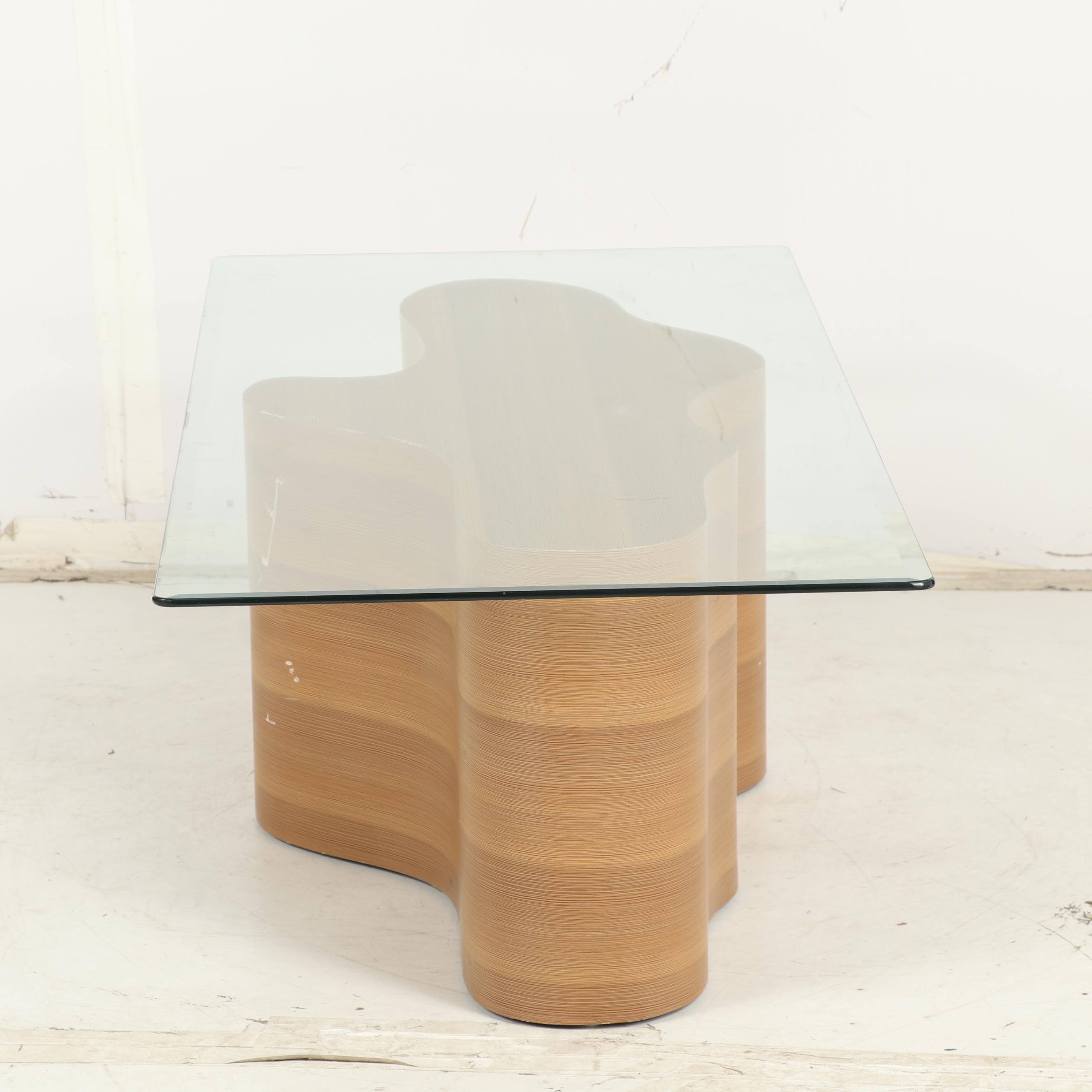 Contemporary Vinyl Wood Coffee Table