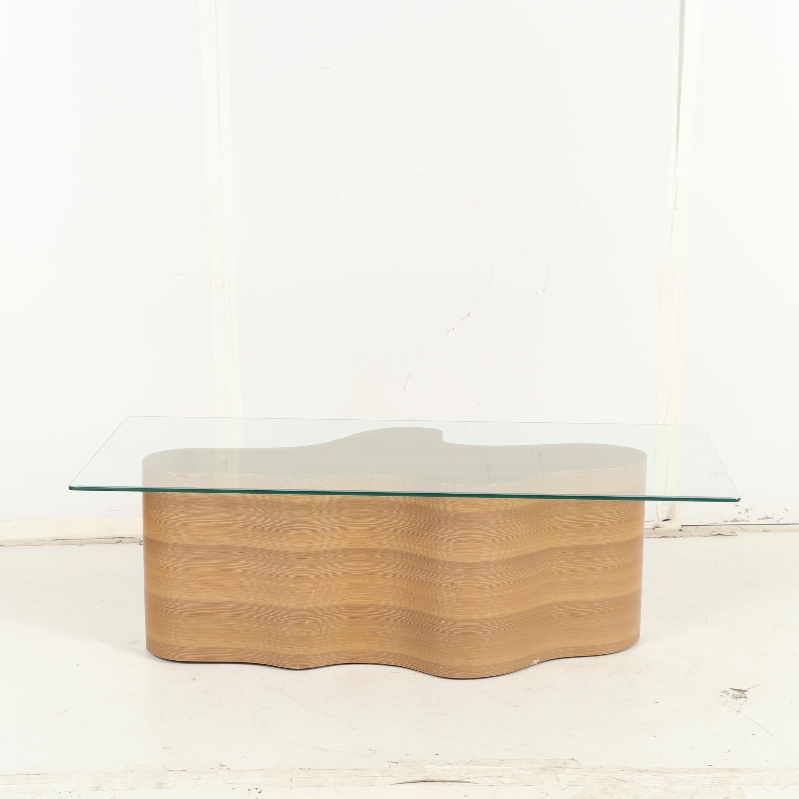 Contemporary Vinyl Wood Coffee Table