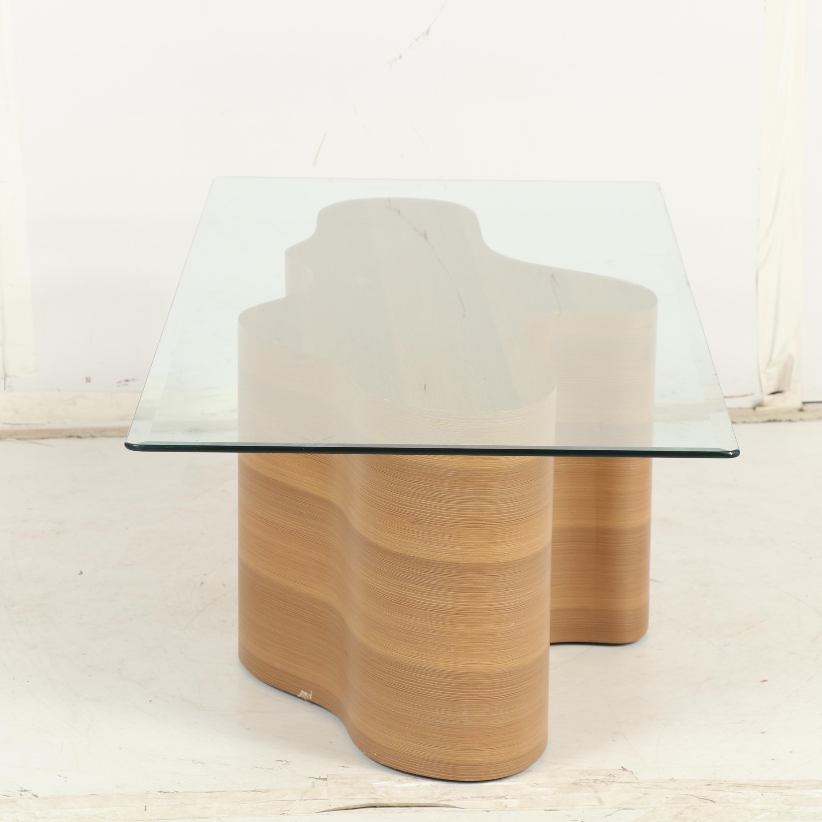 Contemporary Vinyl Wood Coffee Table