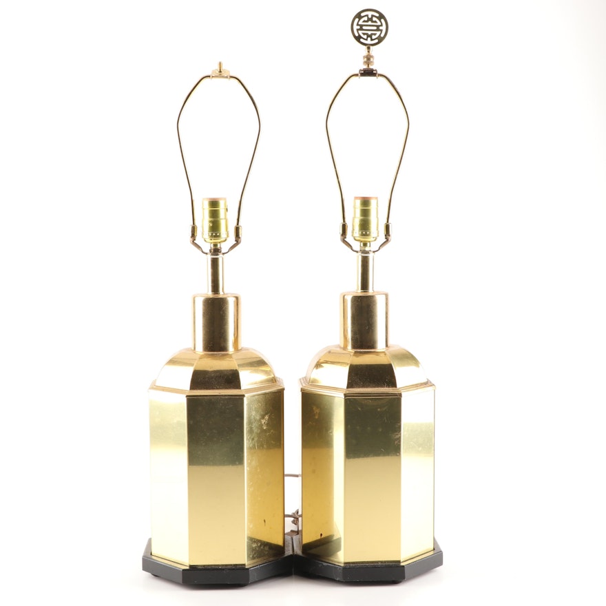 Chinoiserie Brass Finished Table Lamps